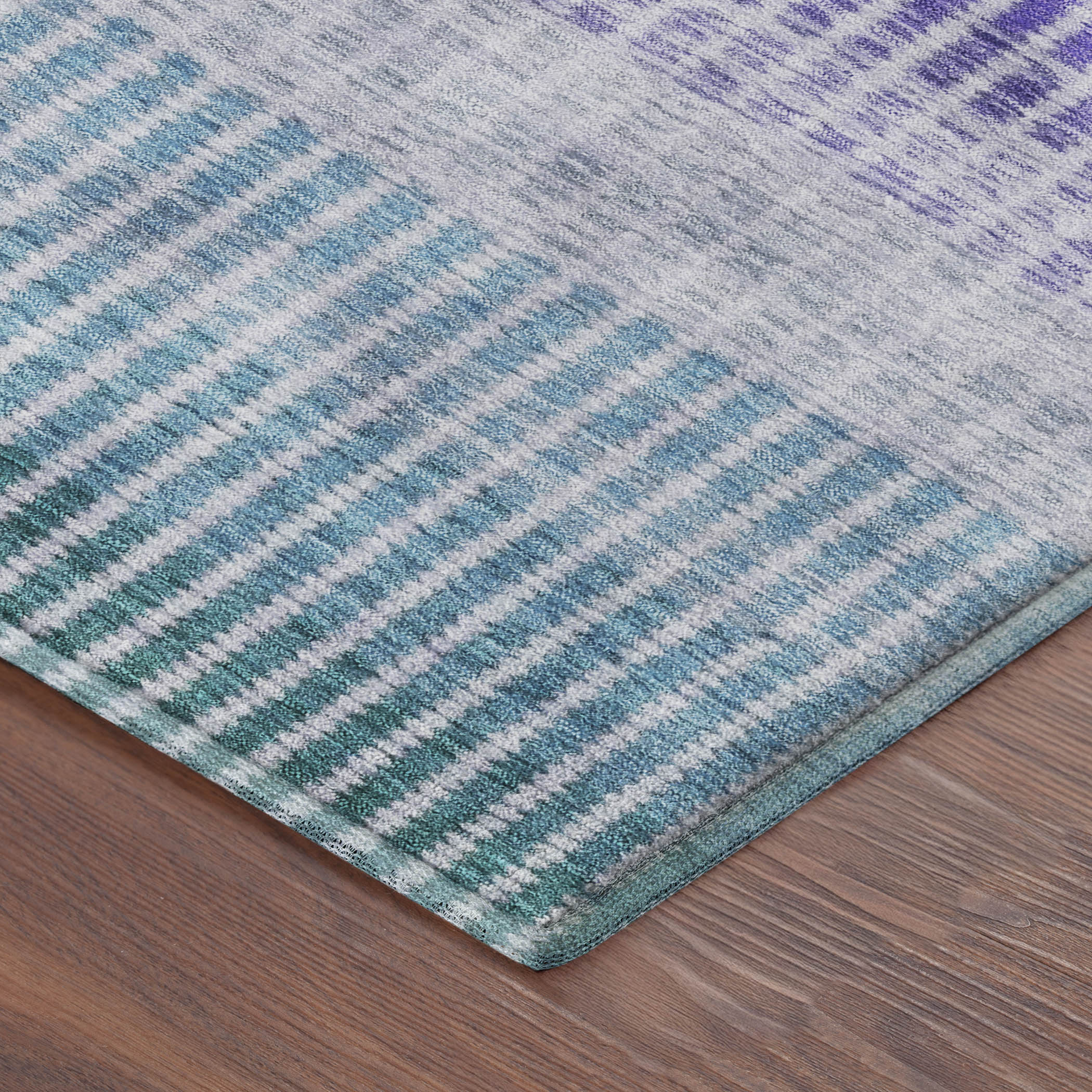 Prague Machine Washable Transitional Teal Rug 1'8" x 2'6" #shape_Rectangle