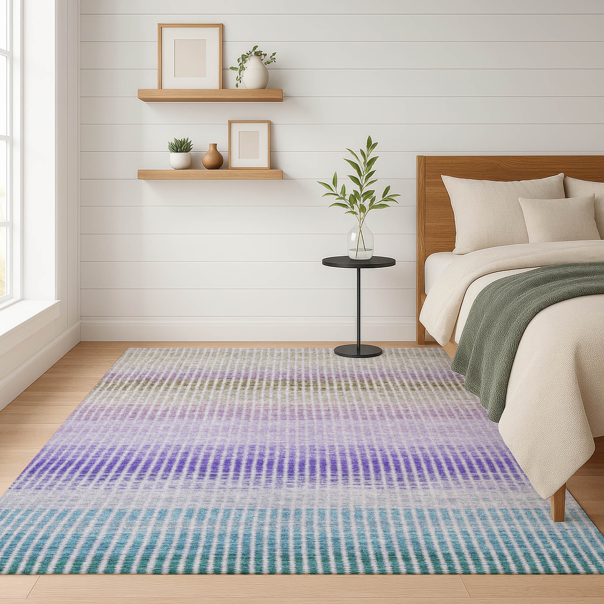 Prague Machine Washable Transitional Teal Rug 3' x 5' #shape_Rectangle
