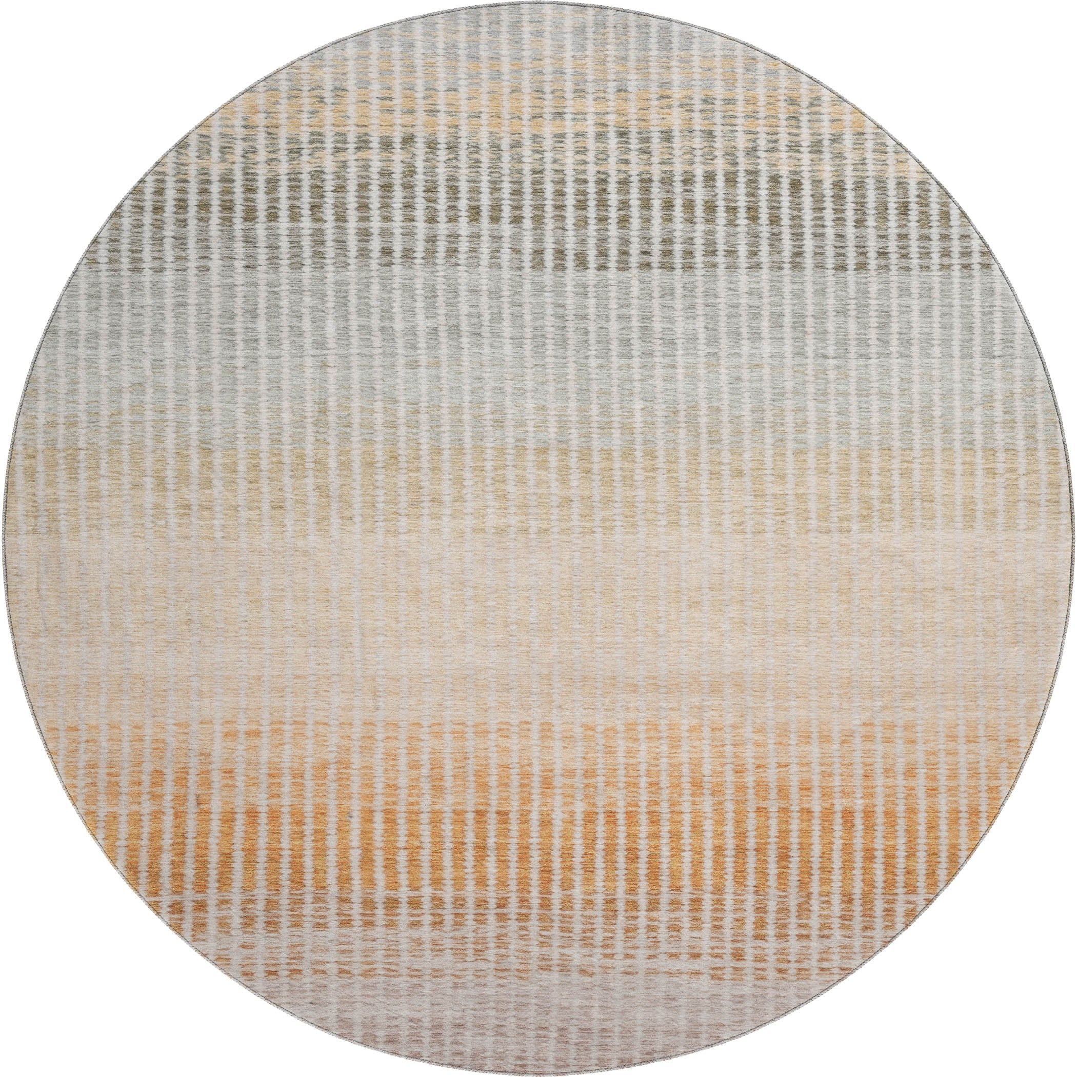 Prague Machine Washable Transitional Terracotta Orange Rug 8' x 8' #shape_Round
