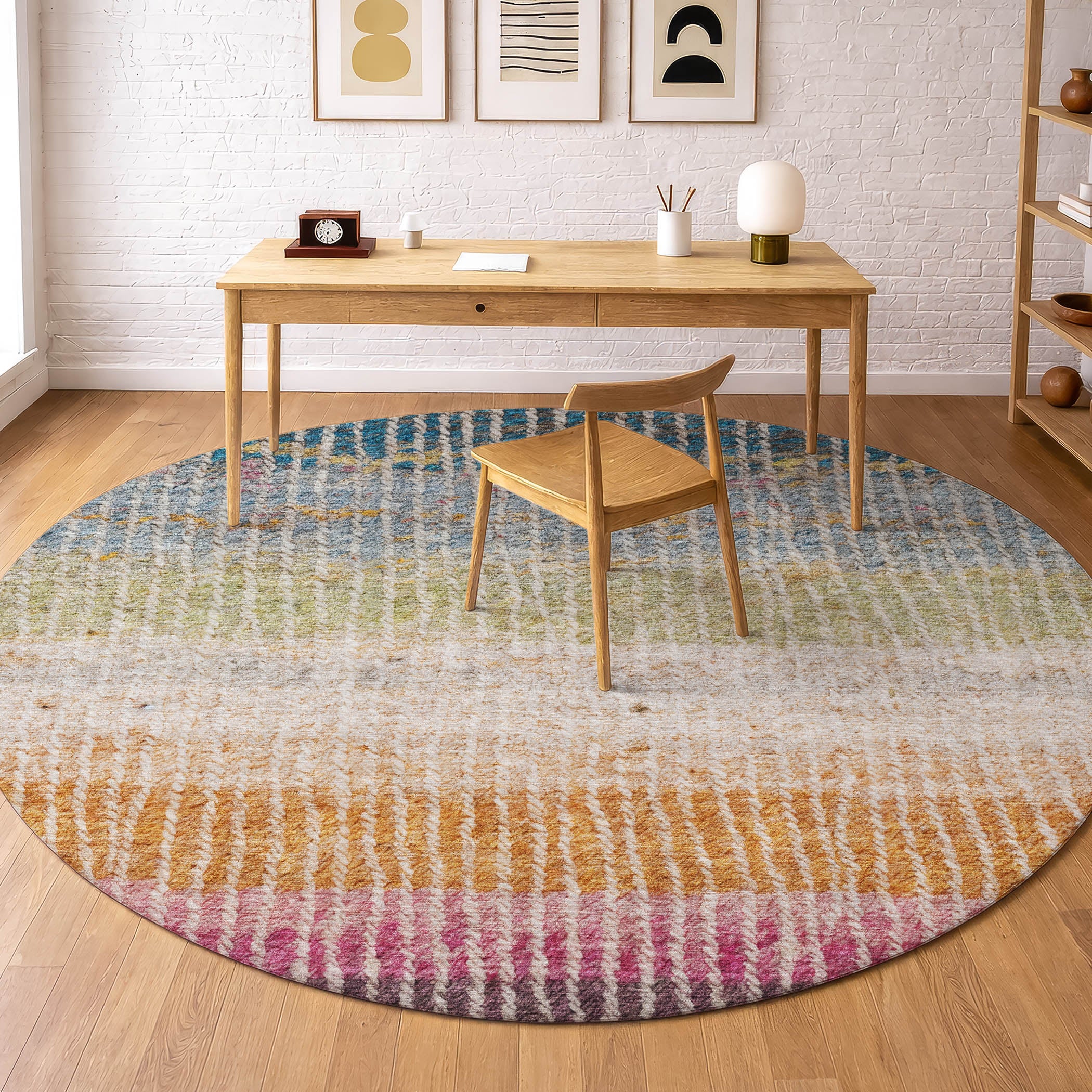 Luang Prabang Machine Washable Transitional Chocolate Brown Rug 8' x 8' #shape_Round