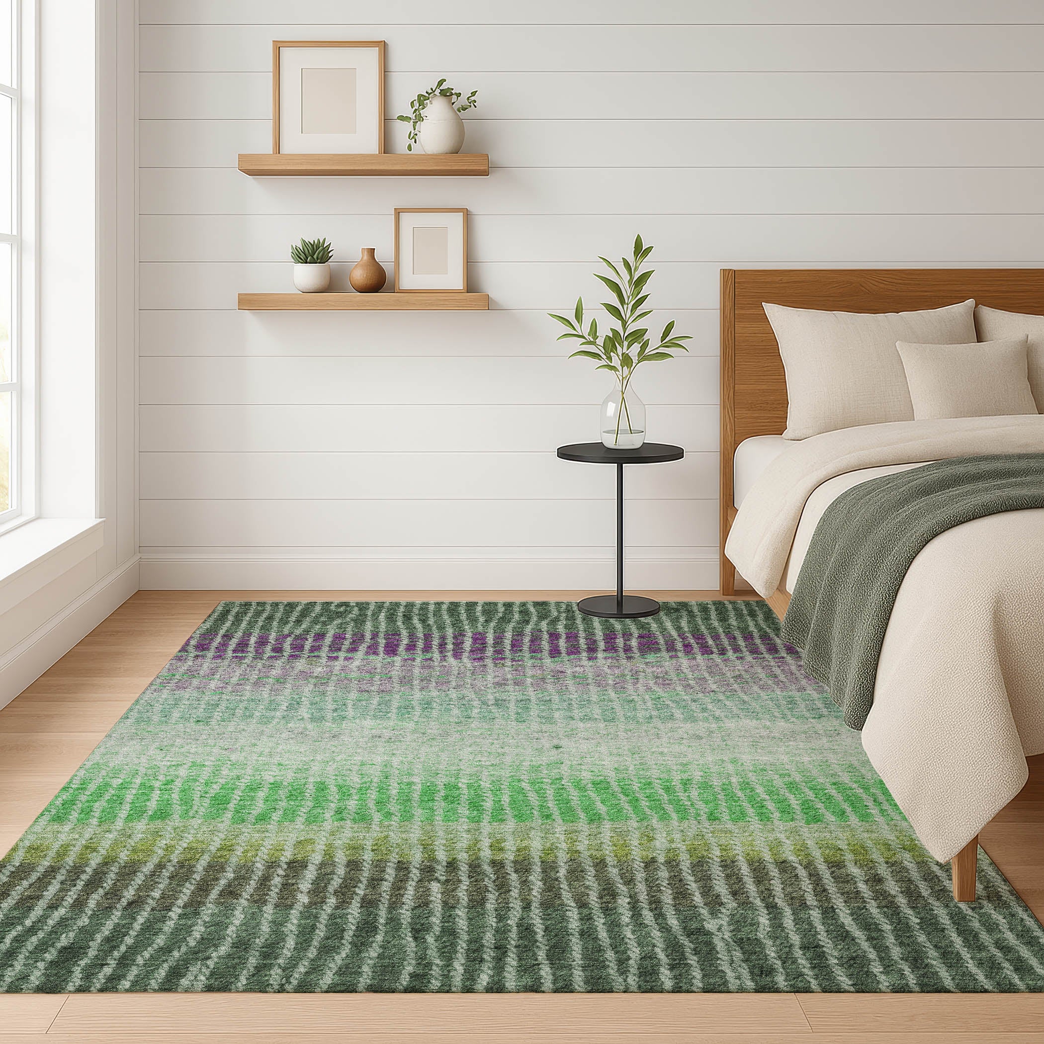 Luang Prabang Machine Washable Transitional Fern Green Rug 3' x 5' #shape_Rectangle