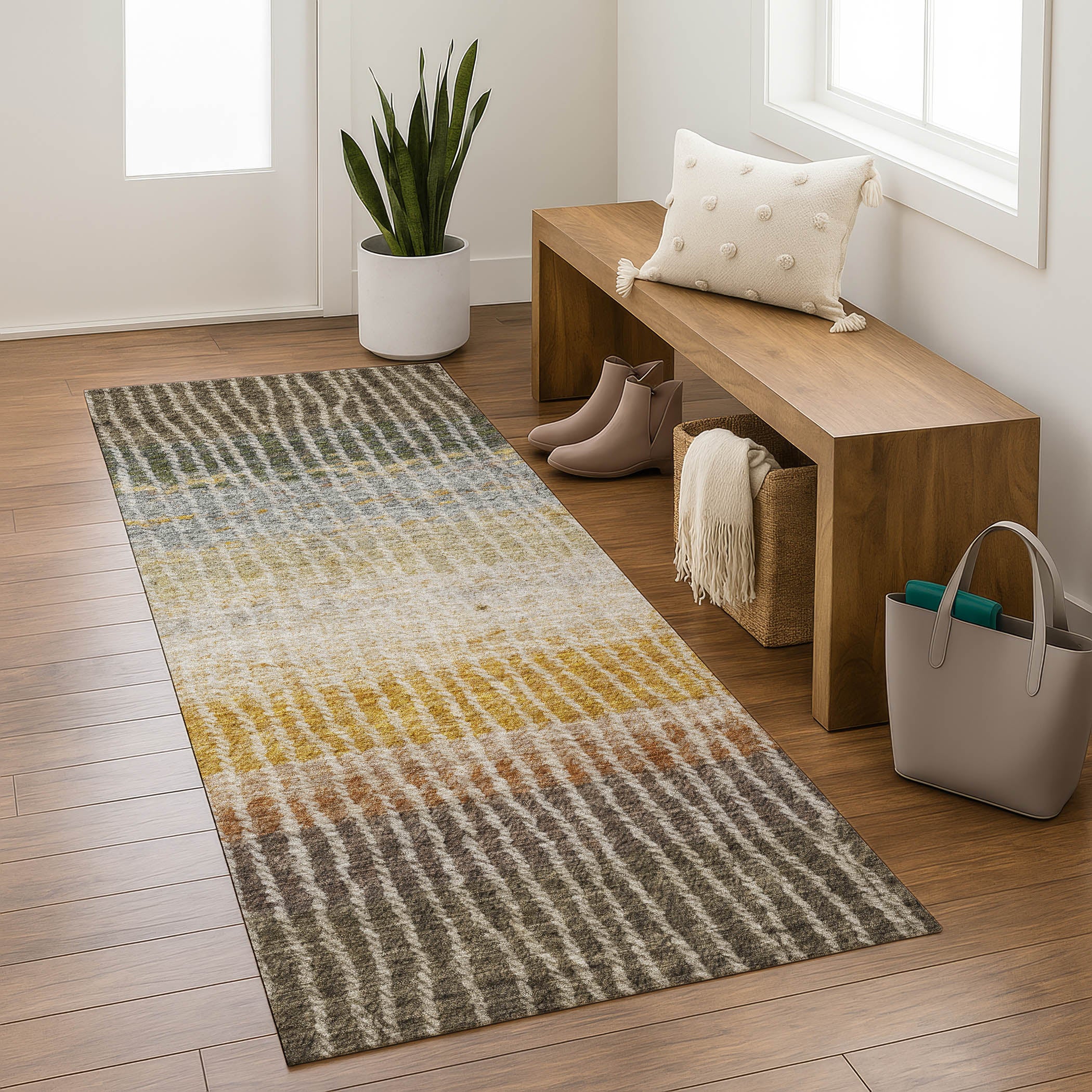 Luang Prabang Machine Washable Transitional Fudge Brown Rug 2'3" x 7'6" #shape_Runner