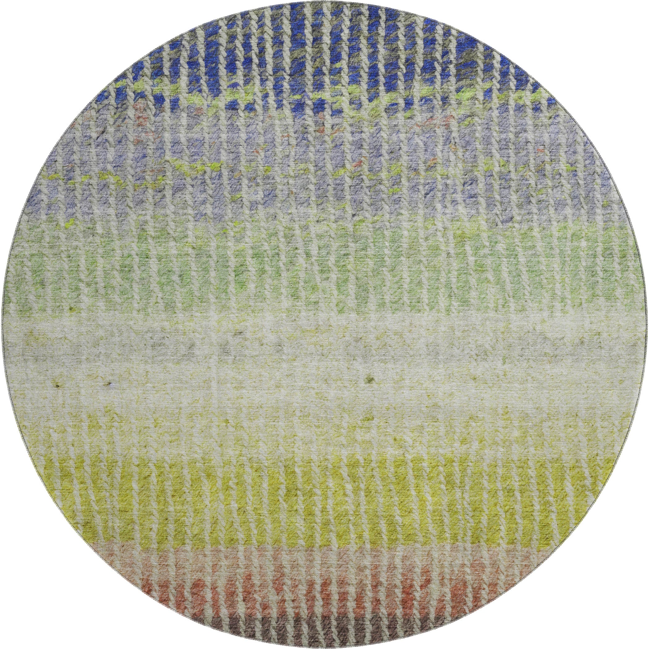 Luang Prabang Machine Washable Transitional Olive Green Rug 8' x 8' #shape_Round