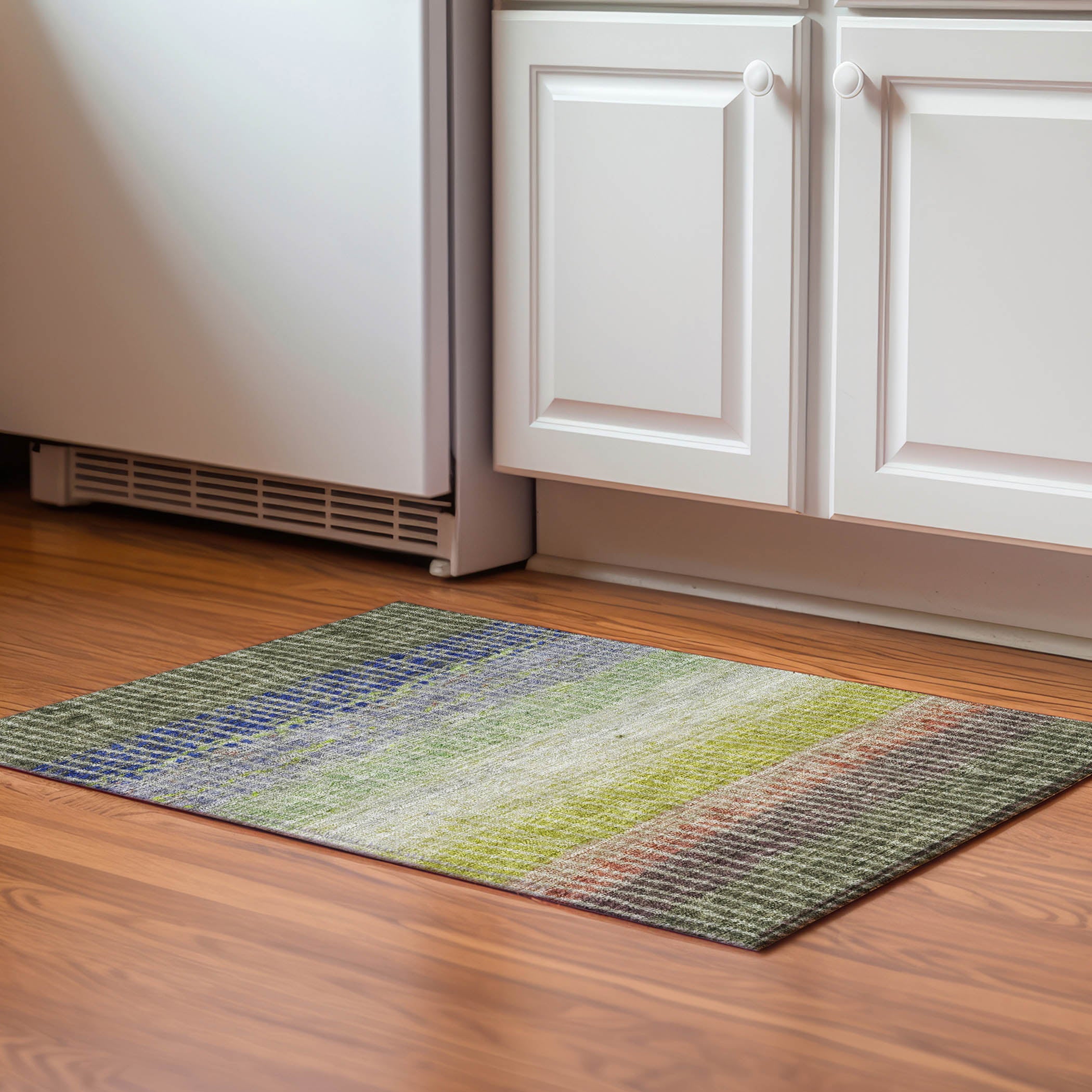 Luang Prabang Machine Washable Transitional Olive Green Rug 1'8" x 2'6" #shape_Rectangle