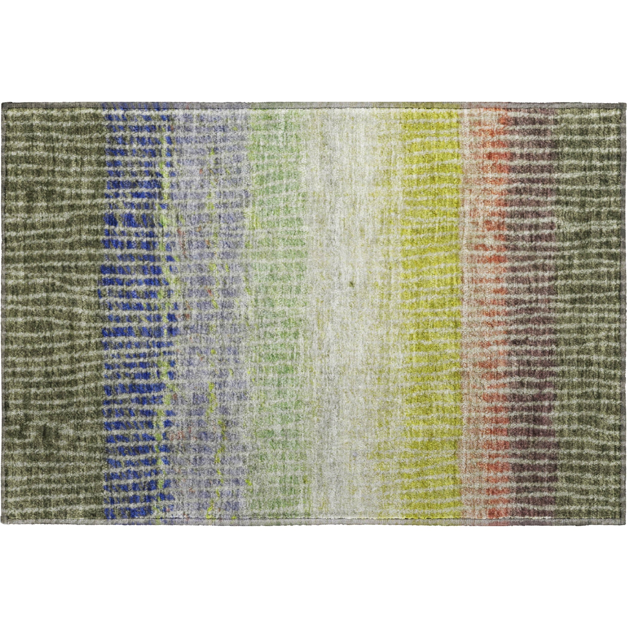 Luang Prabang Machine Washable Transitional Olive Green Rug 1'8" x 2'6" #shape_Rectangle