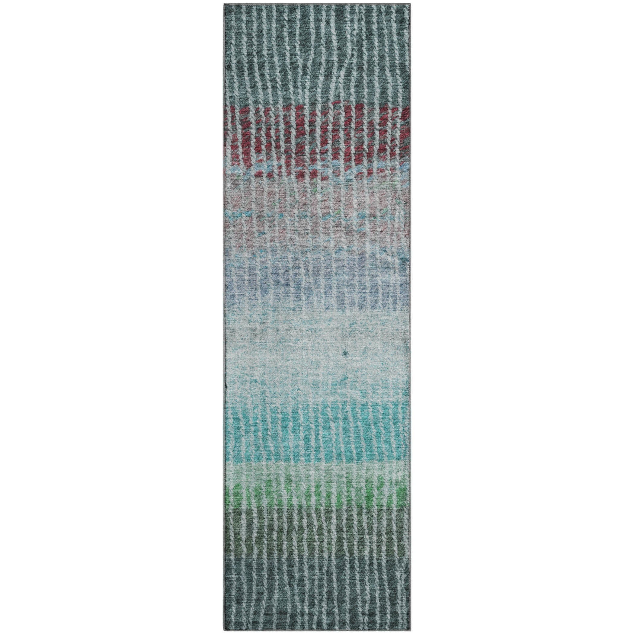 Luang Prabang Machine Washable Transitional Teal Rug 2'3" x 7'6" #shape_Runner