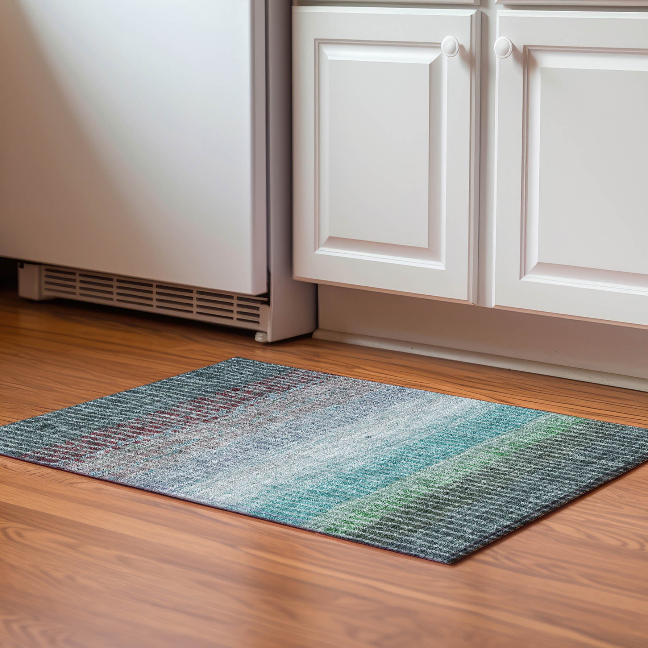 Luang Prabang Machine Washable Transitional Teal Rug 1'8" x 2'6" #shape_Rectangle