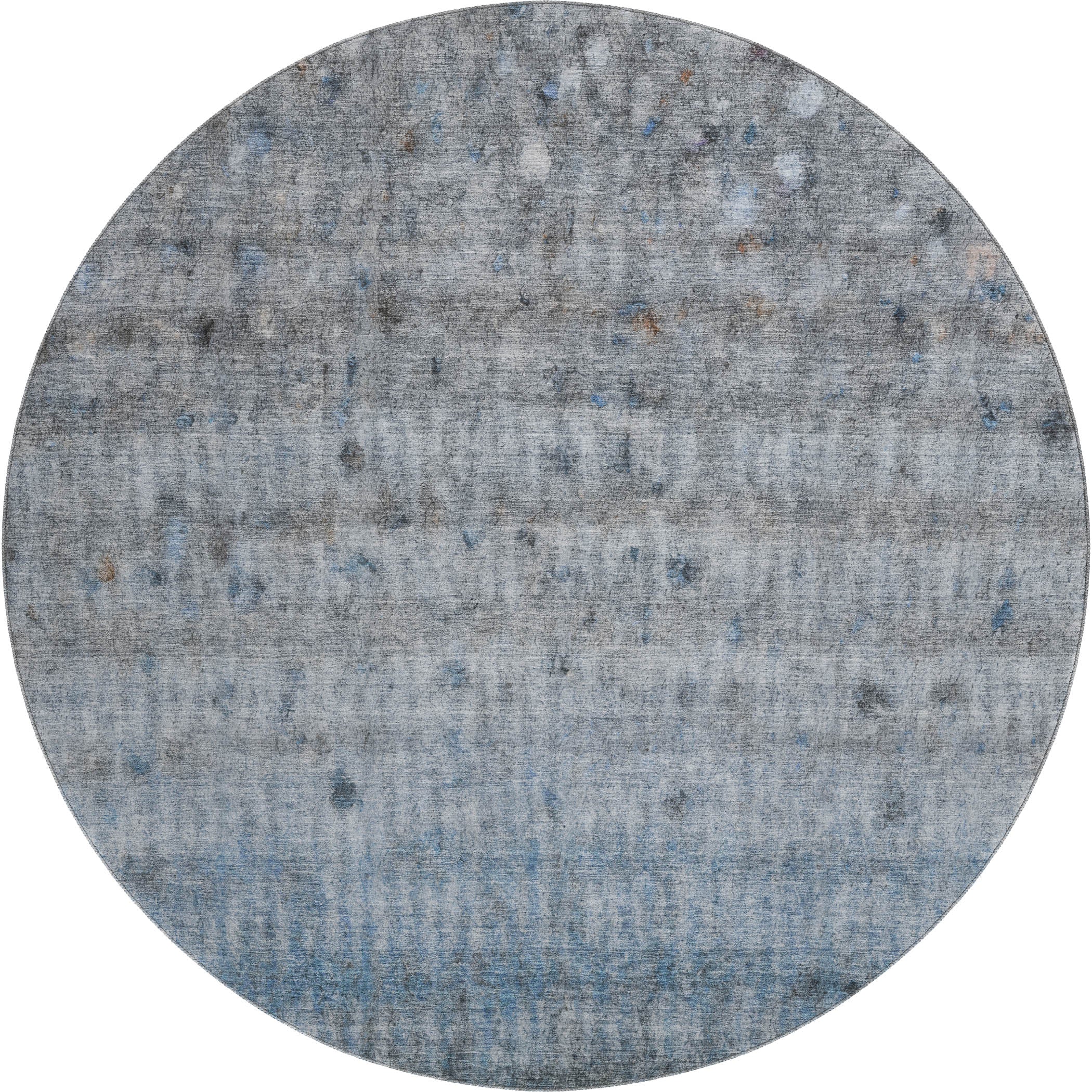 Oaxaca Machine Washable Transitional Blue Rug 8' x 8' #shape_Round