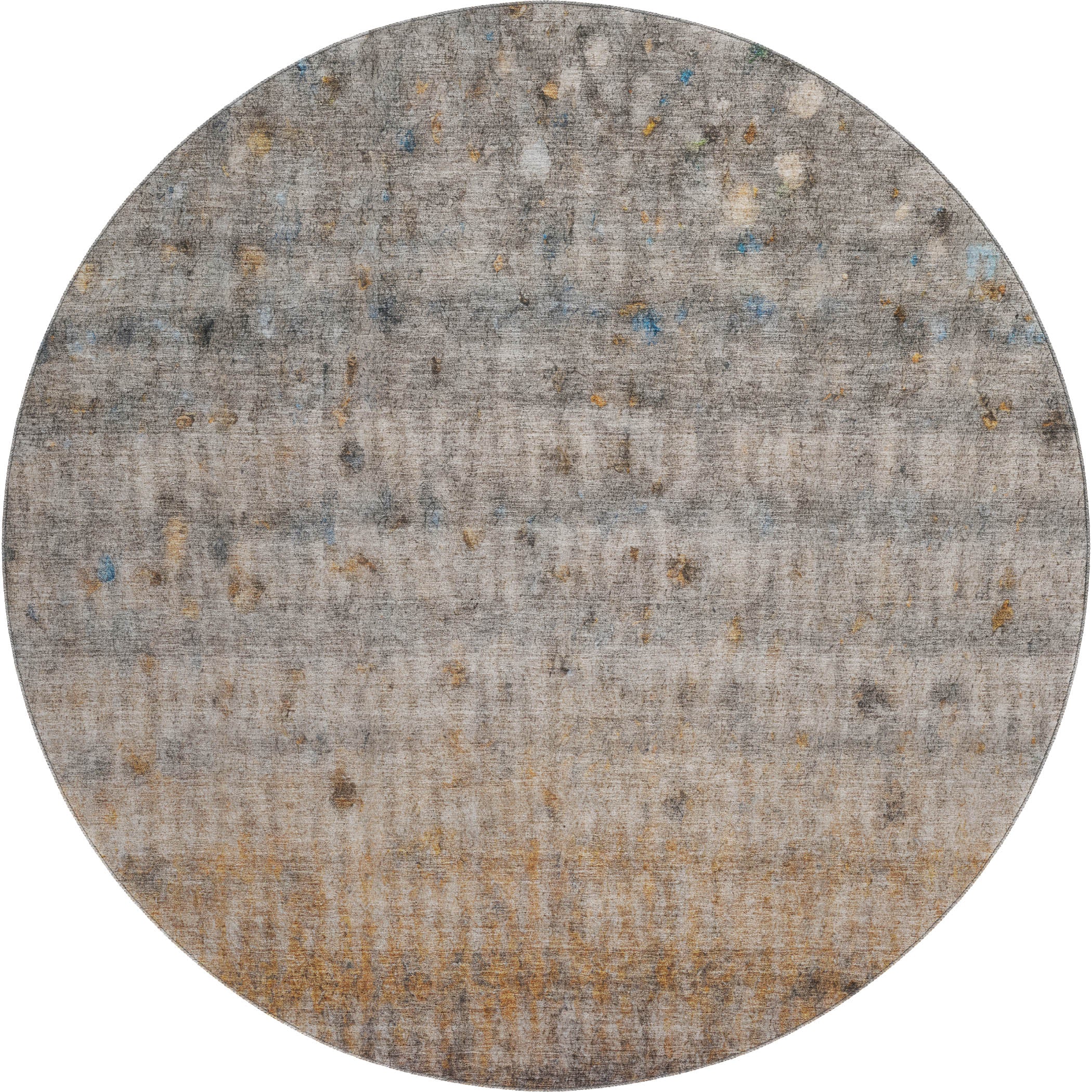 Oaxaca Machine Washable Transitional Gray Rug 8' x 8' #shape_Round