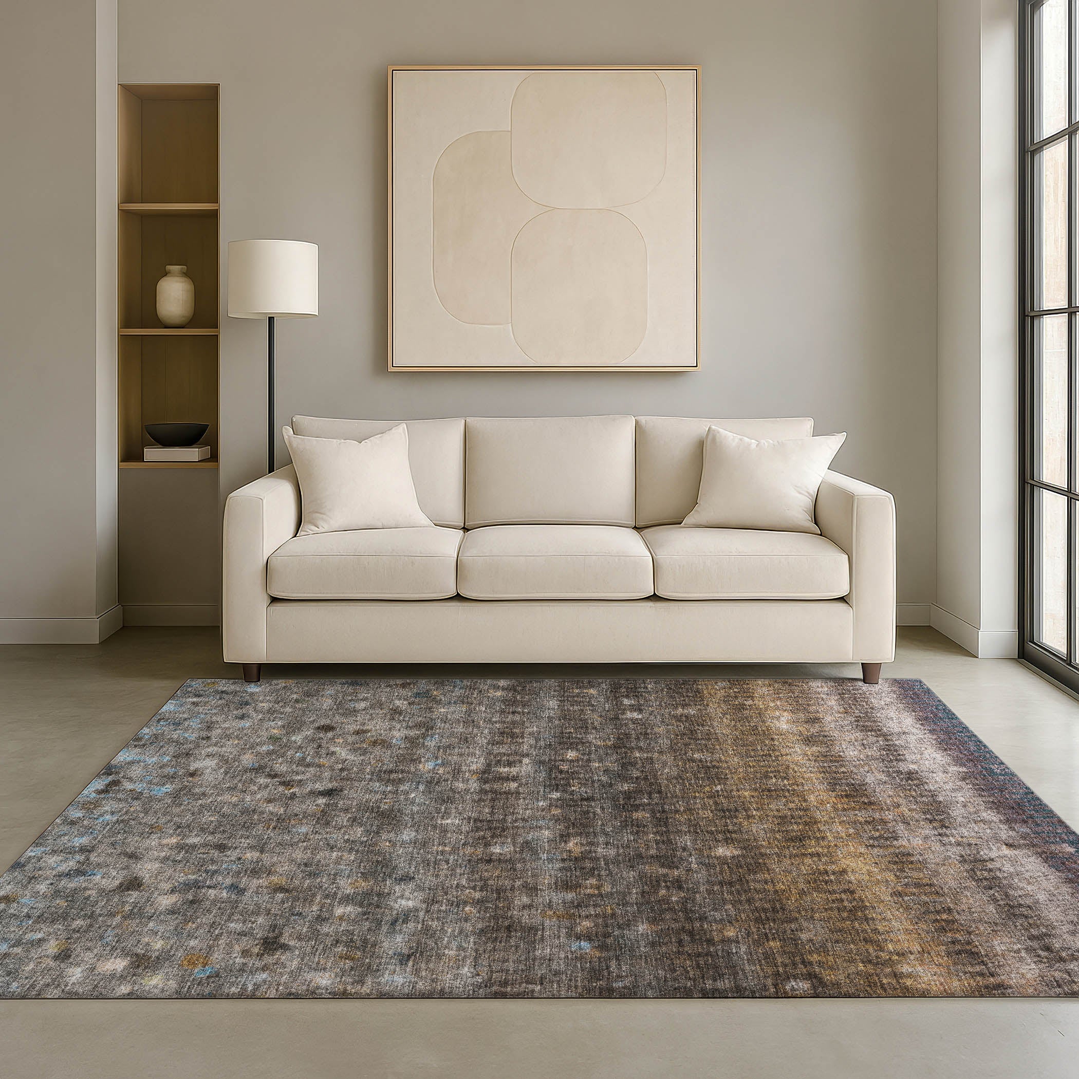 Bergen Machine Washable Transitional Brown Rug 3' x 5' #shape_Rectangle