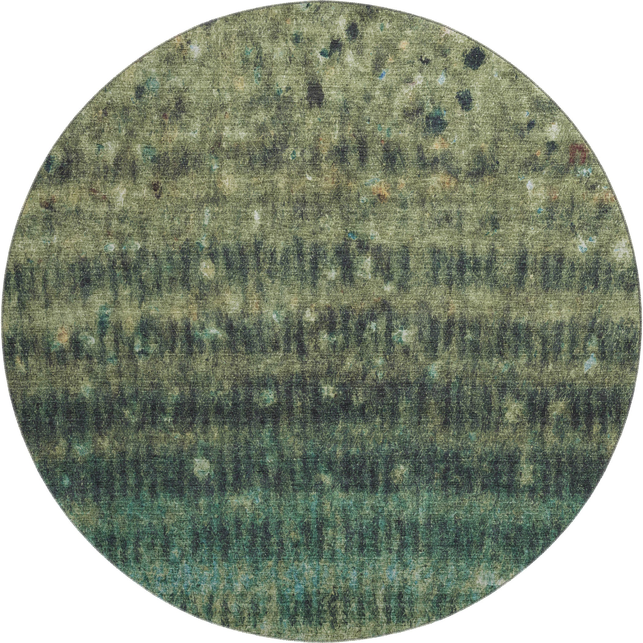 Bergen Machine Washable Transitional Fern Green Rug 8' x 8' #shape_Round