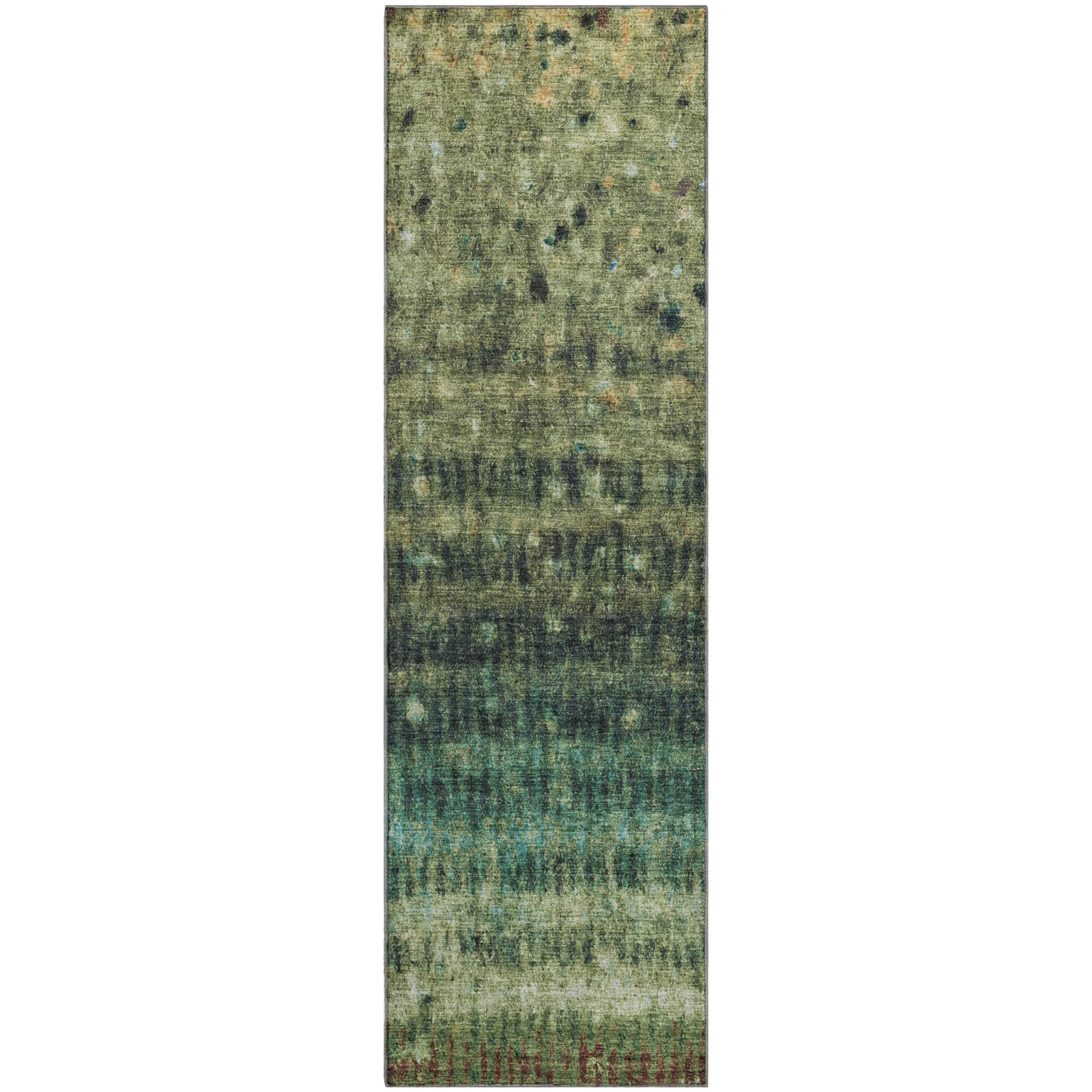 Bergen Machine Washable Transitional Fern Green Rug 2'3" x 7'6" #shape_Runner