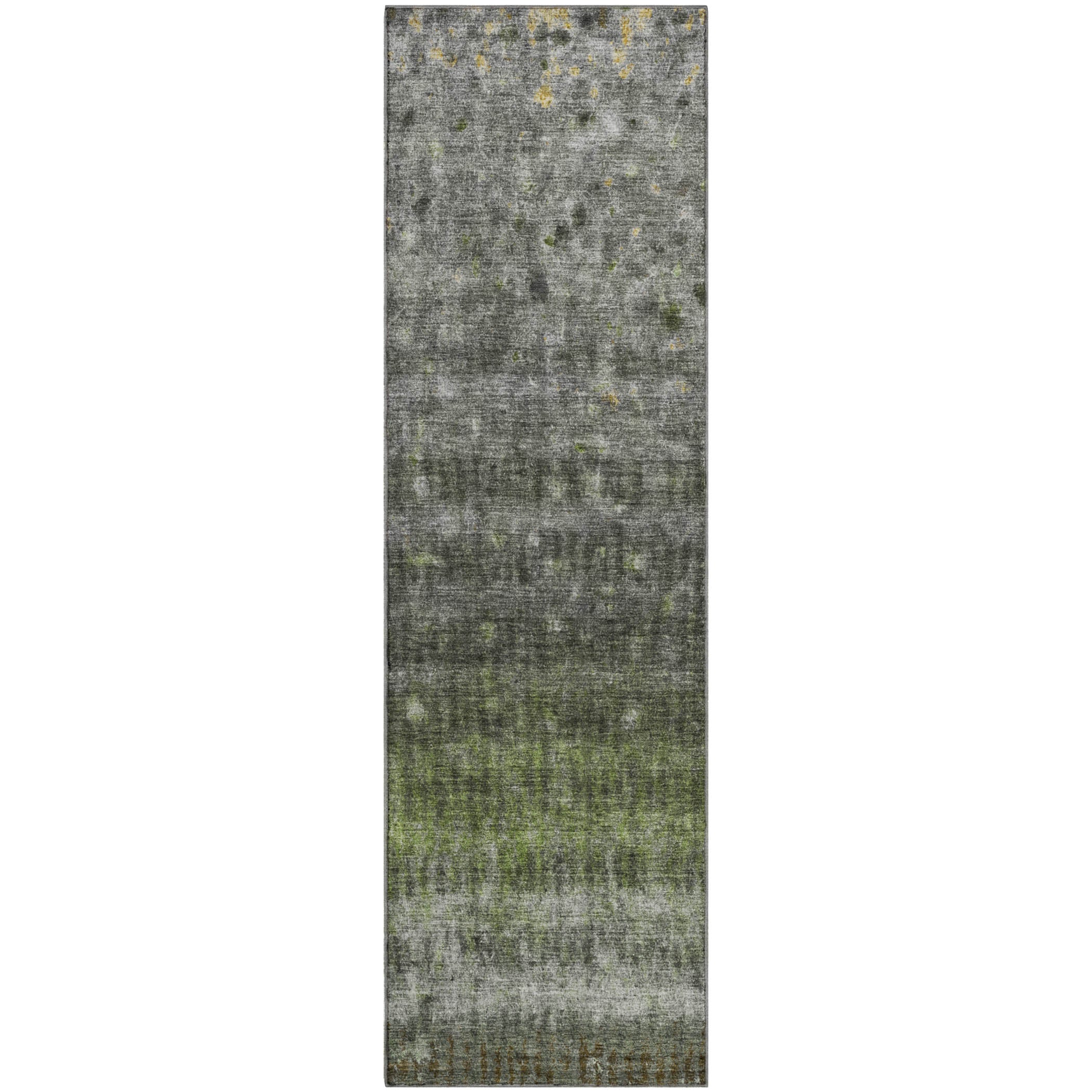 Bergen Machine Washable Transitional Olive Green Rug 2'3" x 7'6" #shape_Runner