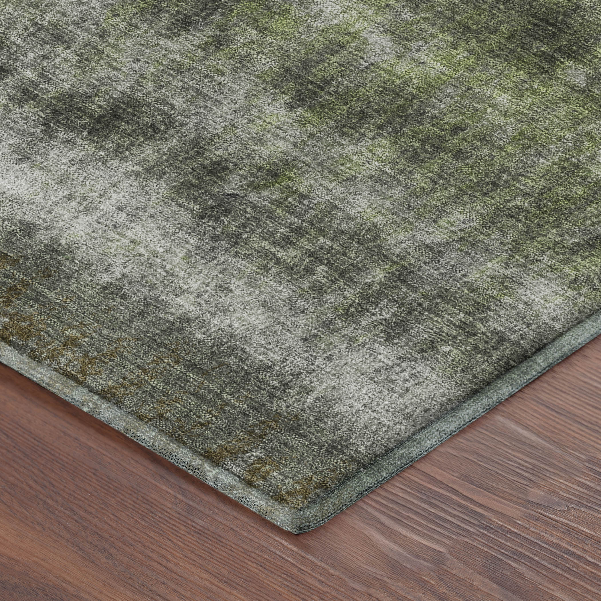 Bergen Machine Washable Transitional Olive Green Rug 1'8" x 2'6" #shape_Rectangle