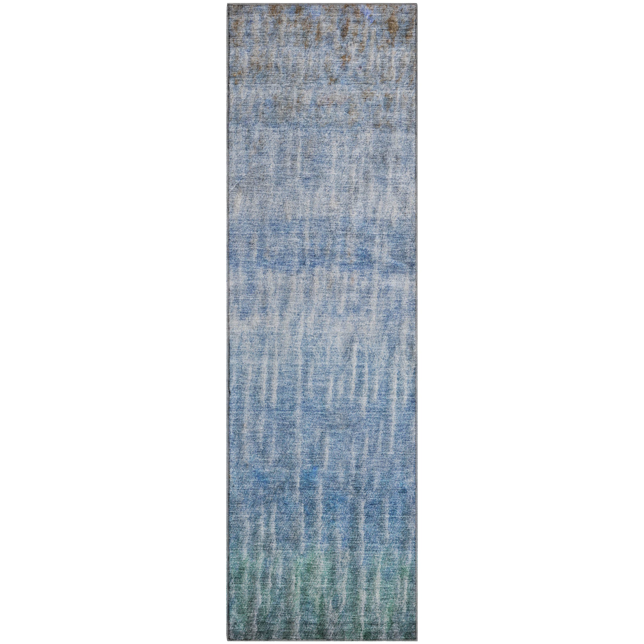 Antigua Machine Washable Transitional Blue Rug 2'3" x 7'6" #shape_Runner
