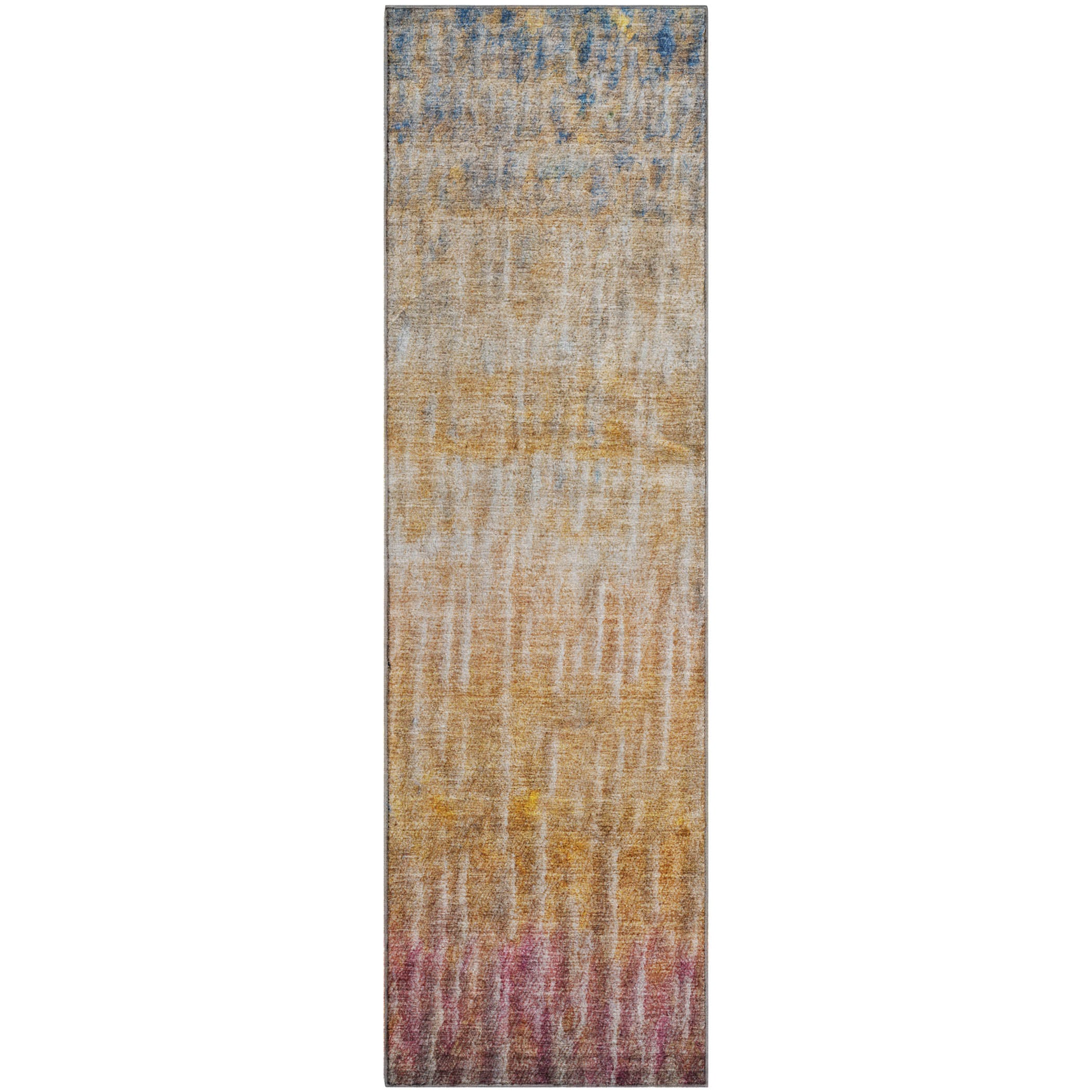 Antigua Machine Washable Transitional Orange Rug 2'3" x 7'6" #shape_Runner