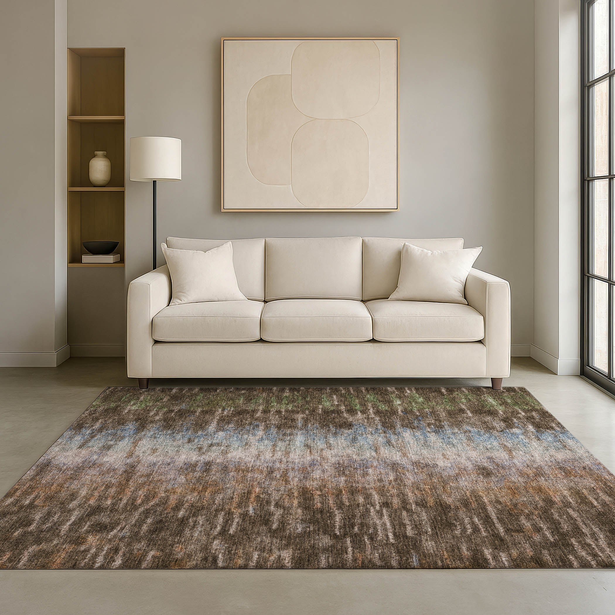 Sintra Machine Washable Transitional Brown Rug 3' x 5' #shape_Rectangle