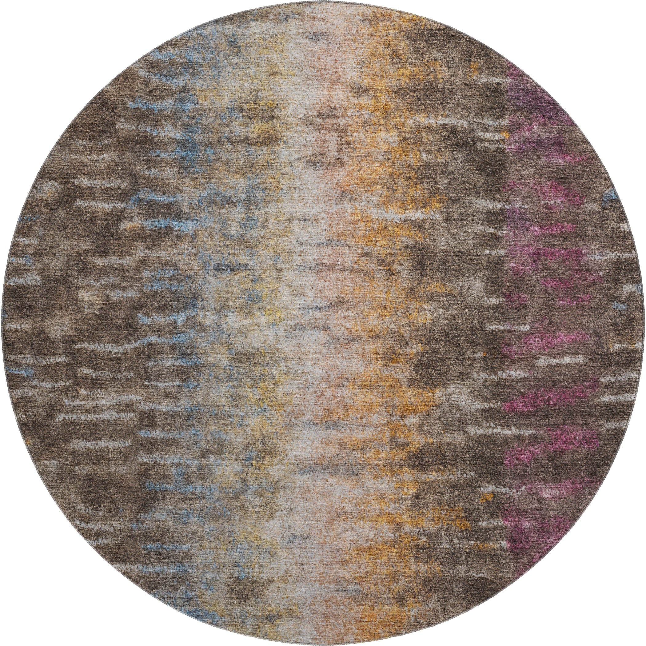 Sintra Machine Washable Transitional Chocolate Brown Rug 8' x 8' #shape_Round