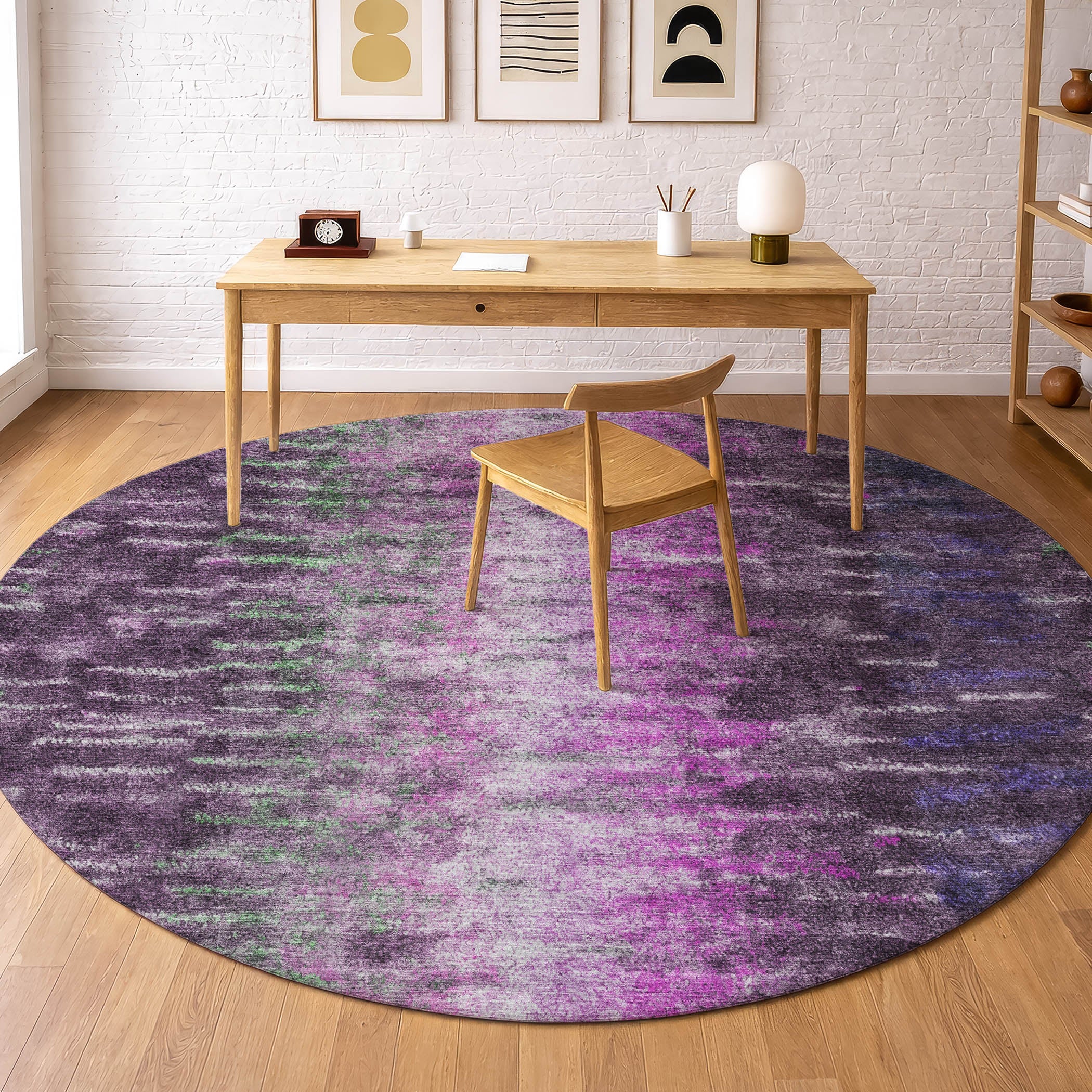 Sintra Machine Washable Transitional Eggplant Purple Rug 8' x 8' #shape_Round