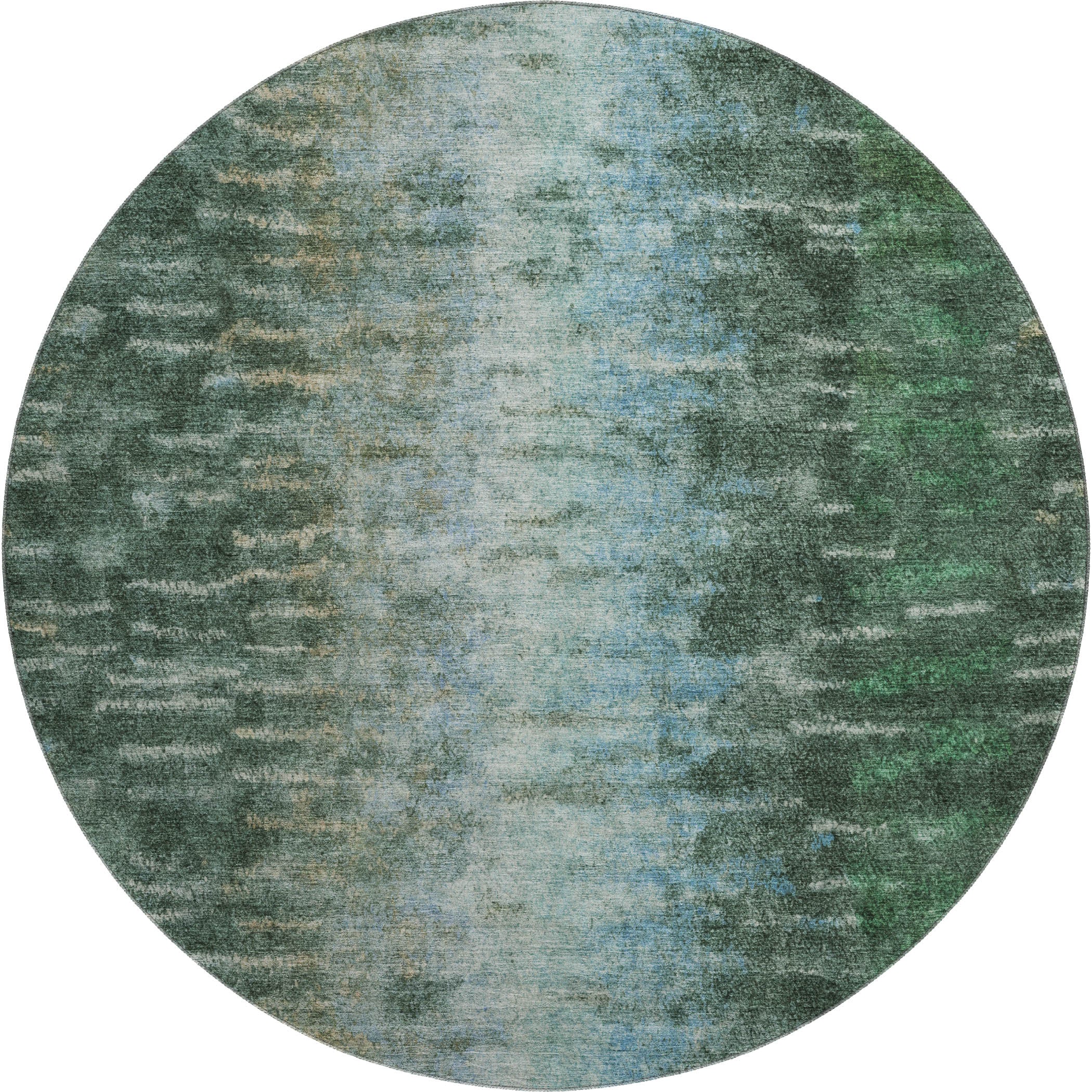 Sintra Machine Washable Transitional Emerald Green Rug 8' x 8' #shape_Round