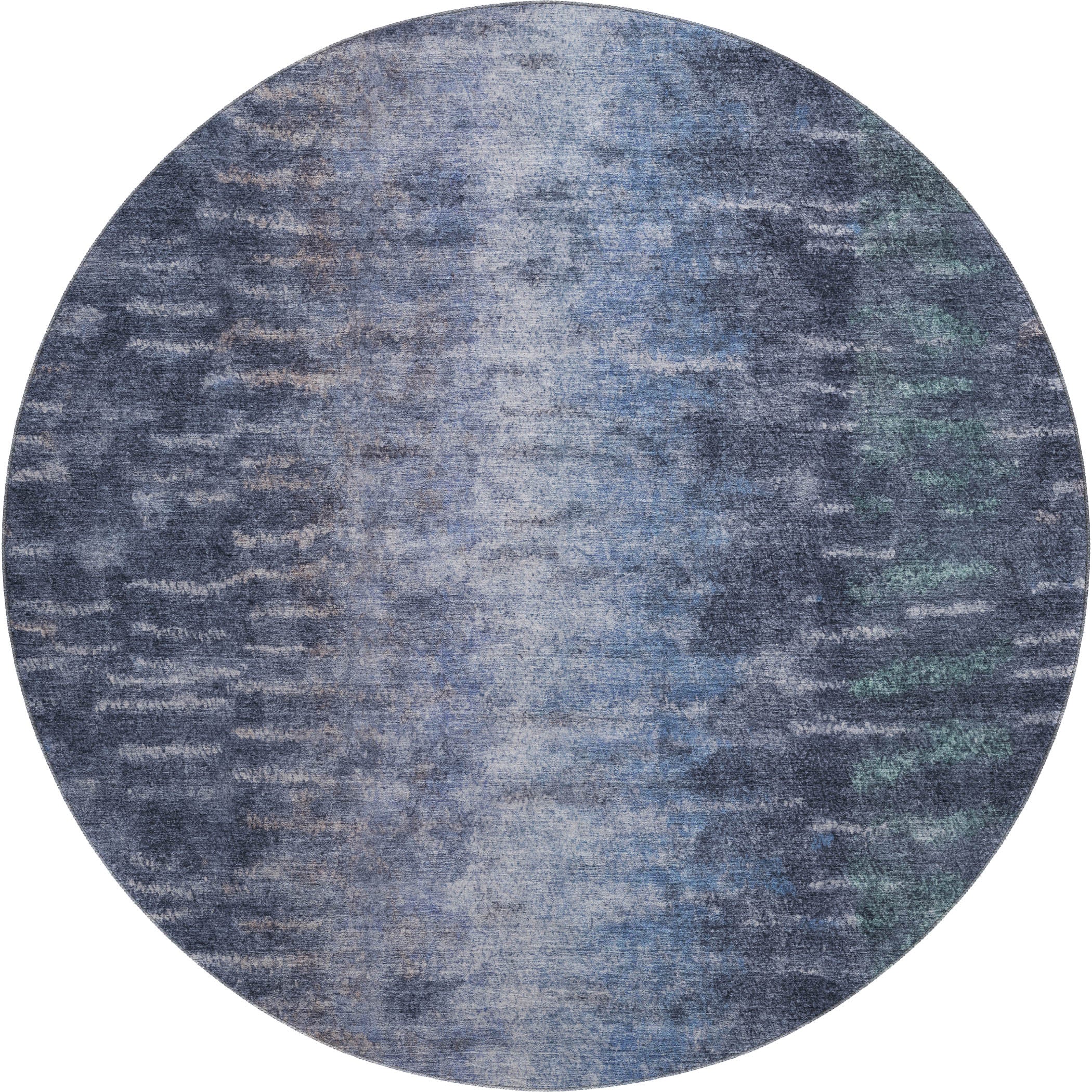 Sintra Machine Washable Transitional Navy Blue Rug 8' x 8' #shape_Round