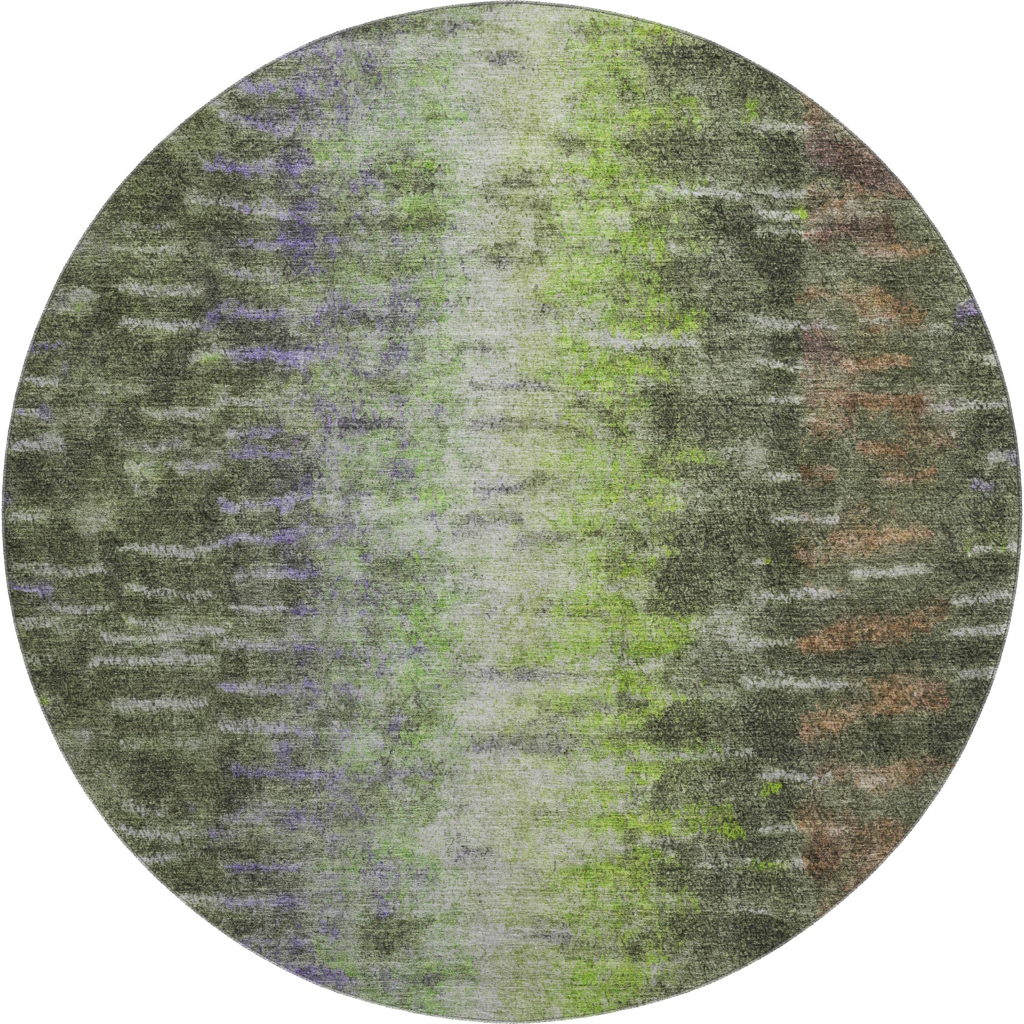 Sintra Machine Washable Transitional Olive Green Rug 8' x 8' #shape_Round