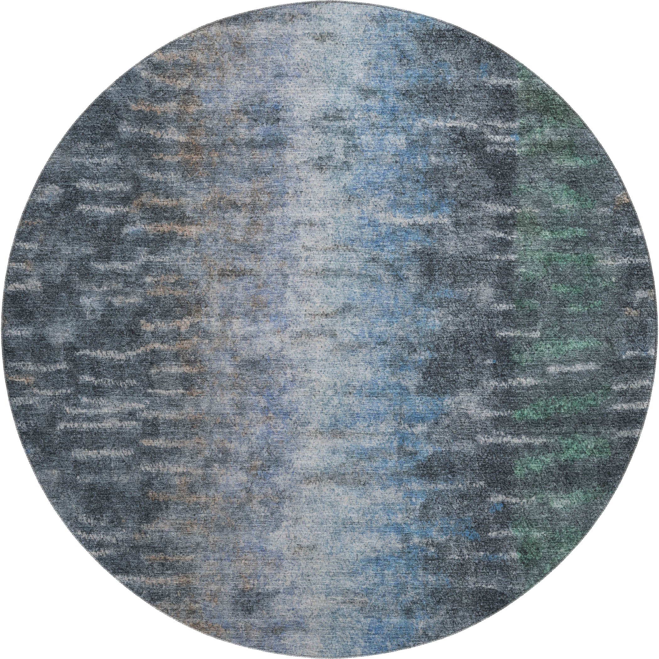 Sintra Machine Washable Transitional Teal Rug 8' x 8' #shape_Round