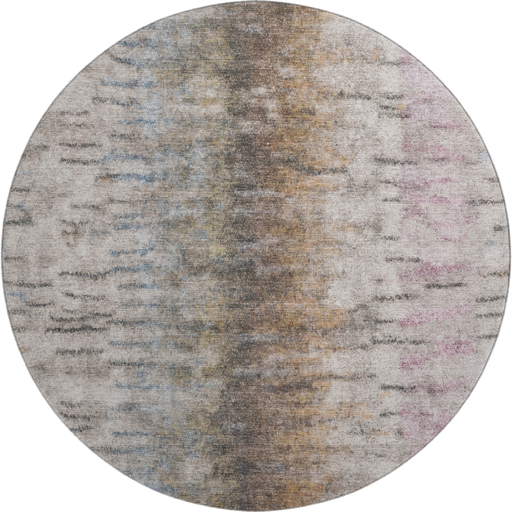 Marrakech Machine Washable Transitional Brown Rug 8' x 8' #shape_Round