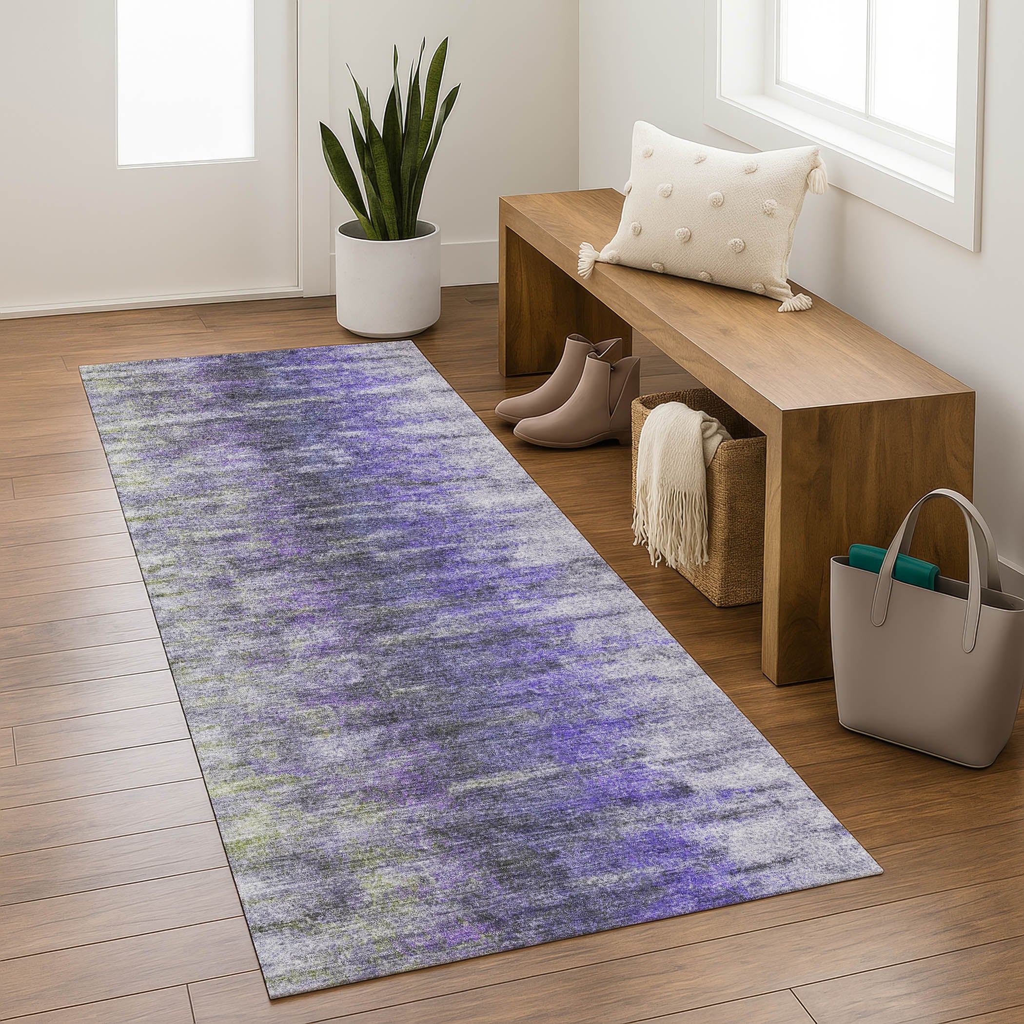 Marrakech Machine Washable Transitional Purple Rug 2'3" x 7'6" #shape_Runner