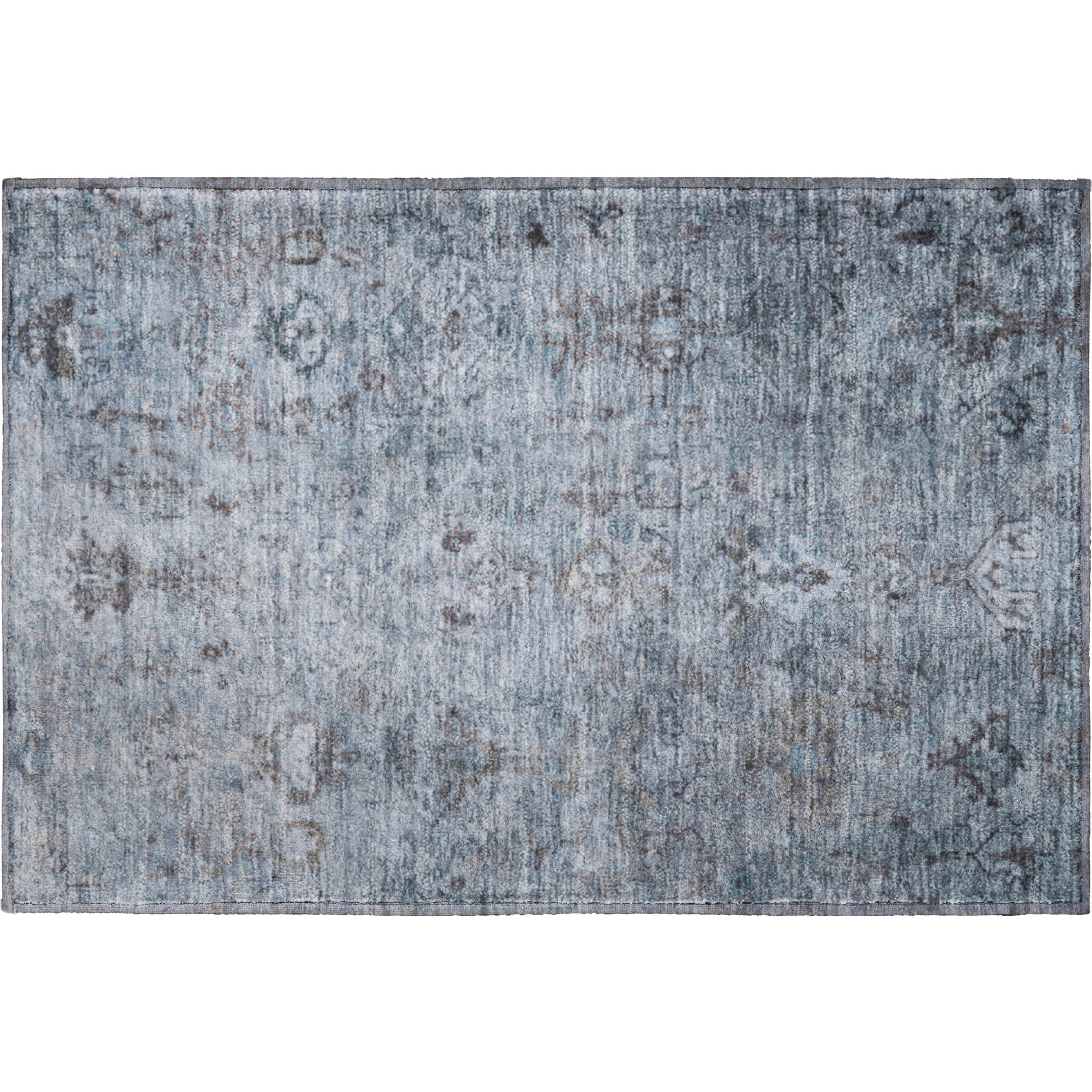 Istanbul Machine Washable Traditional Blue Rug 1'8" x 2'6" #shape_Rectangle