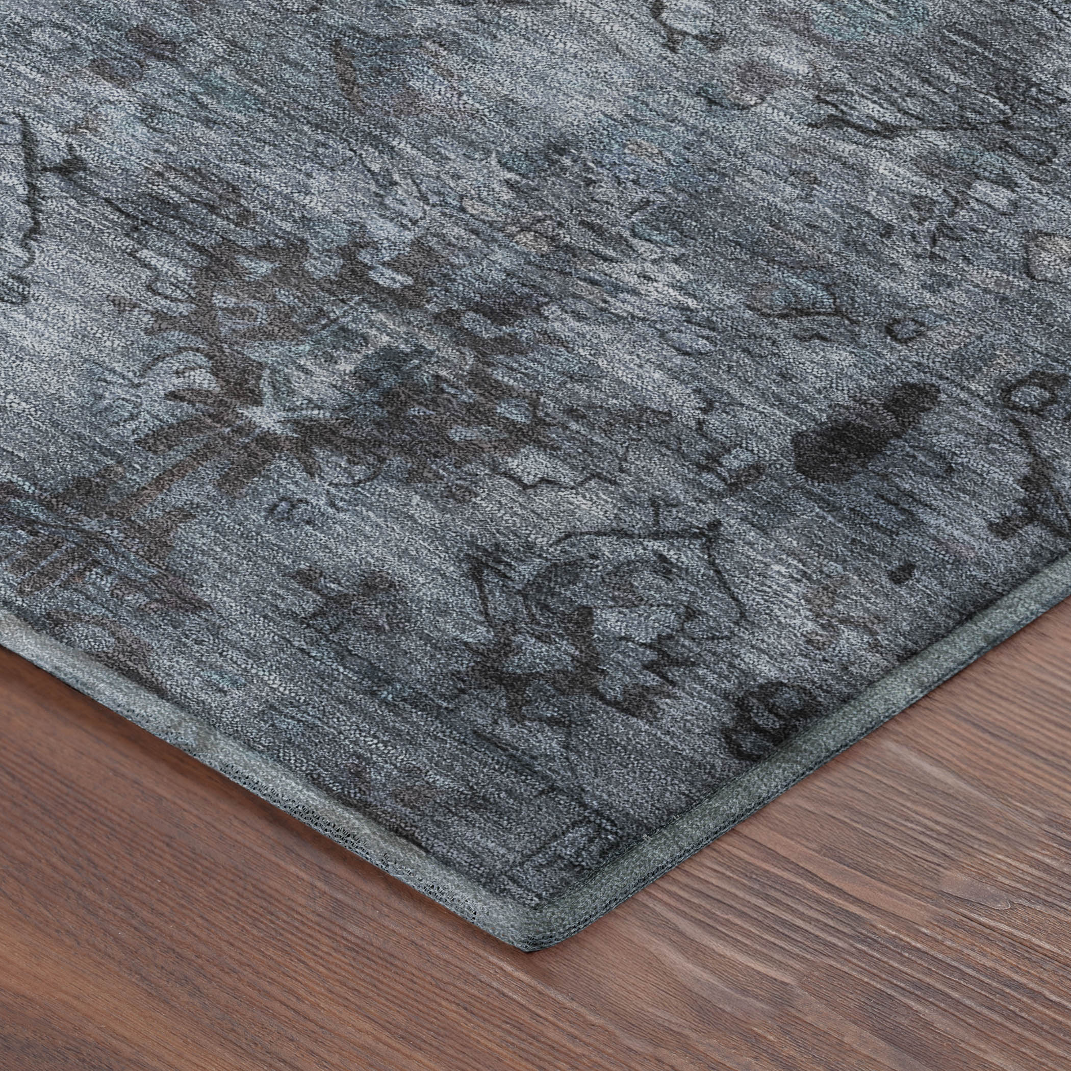 Istanbul Machine Washable Traditional Blue Rug 1'8" x 2'6" #shape_Rectangle