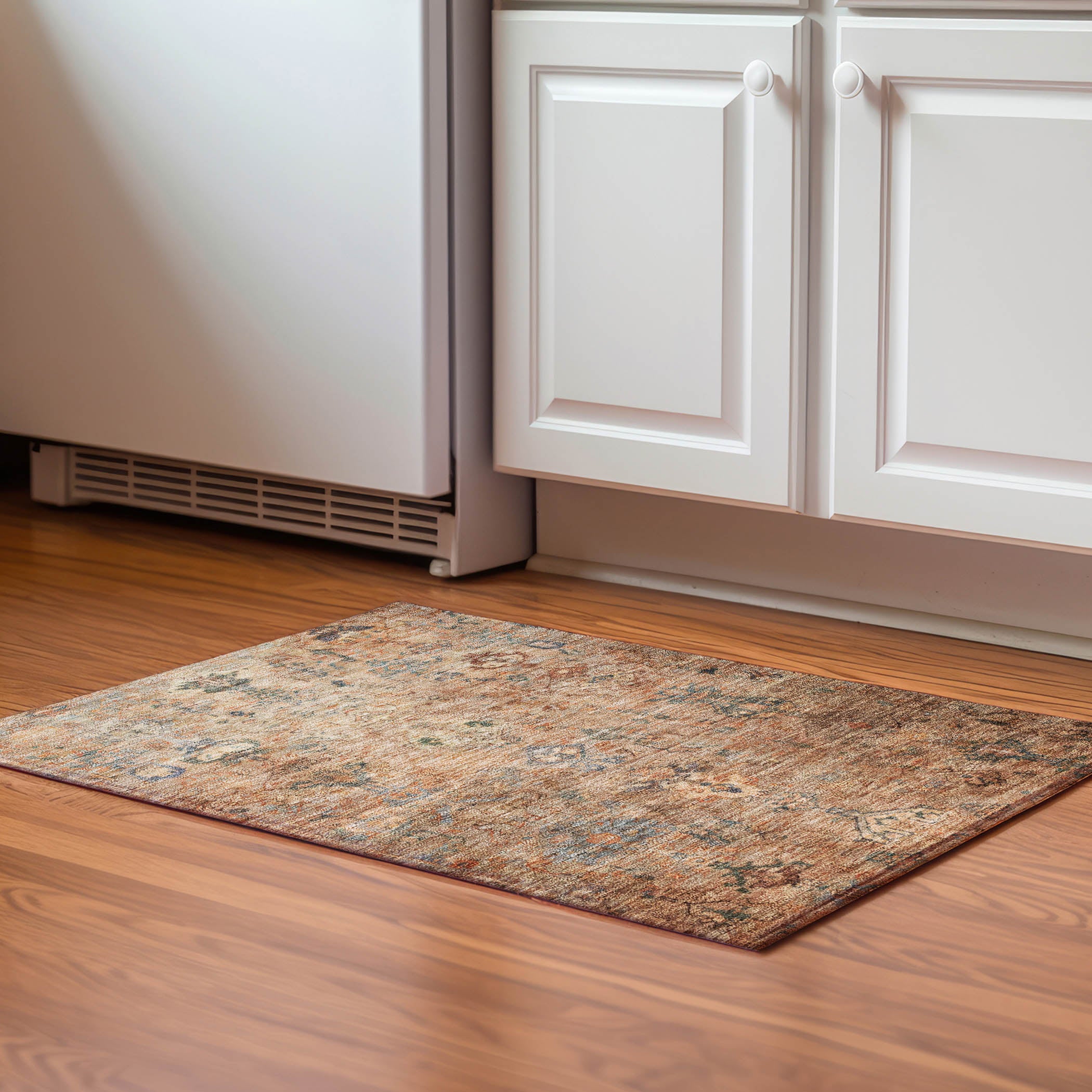 Istanbul Machine Washable Traditional Copper Orange Rug 1'8" x 2'6" #shape_Rectangle