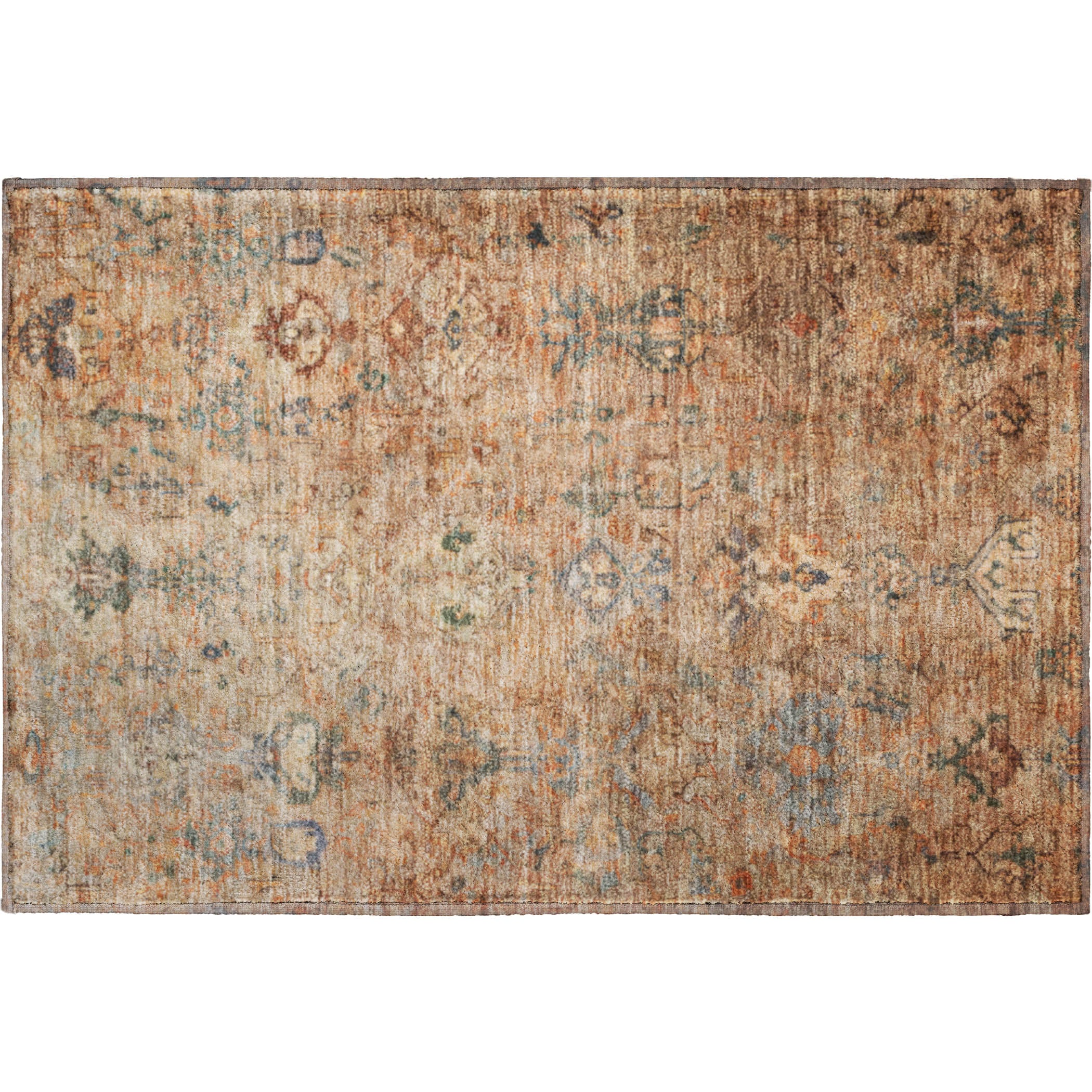 Istanbul Machine Washable Traditional Copper Orange Rug 1'8" x 2'6" #shape_Rectangle