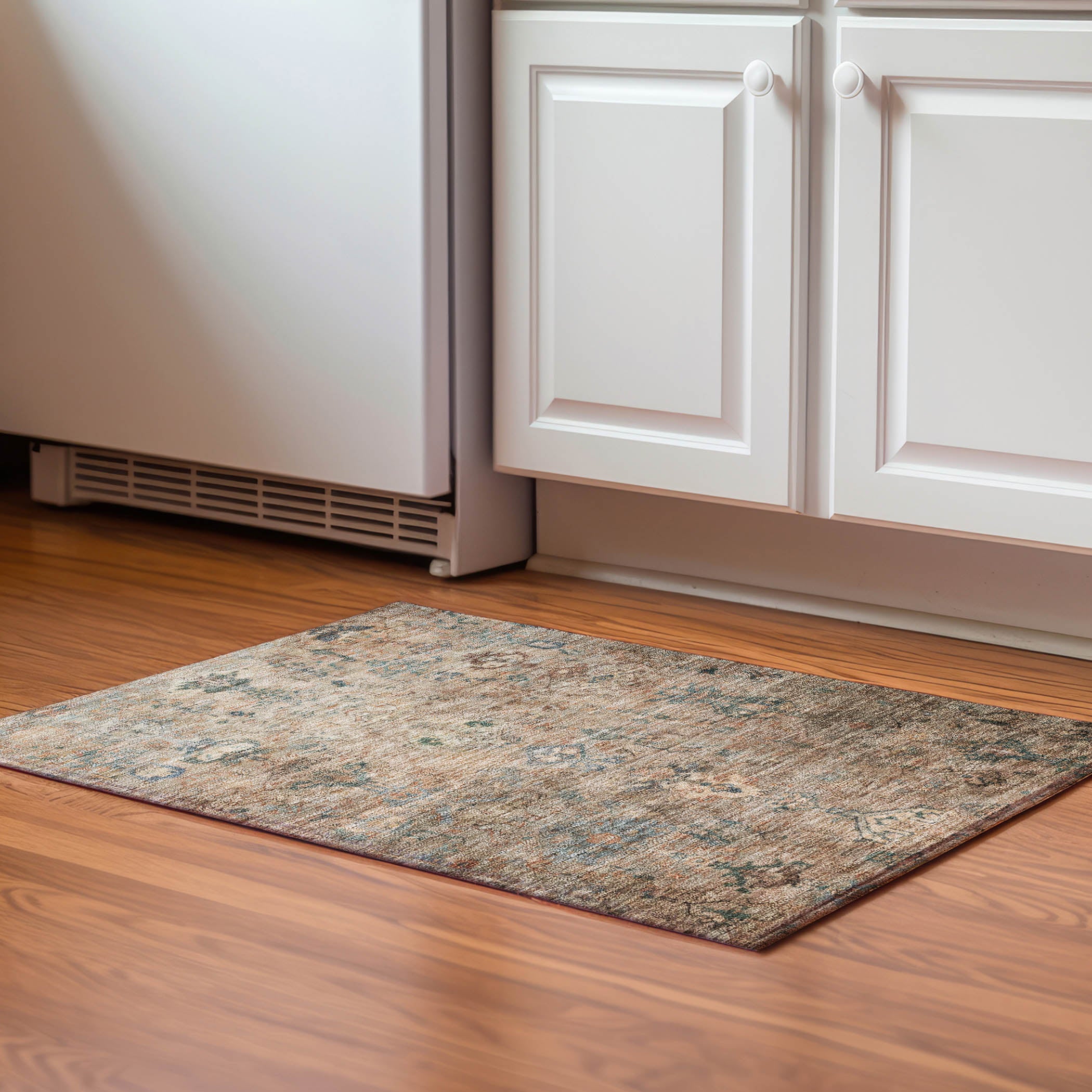 Istanbul Machine Washable Traditional Khaki Brown Rug 1'8" x 2'6" #shape_Rectangle