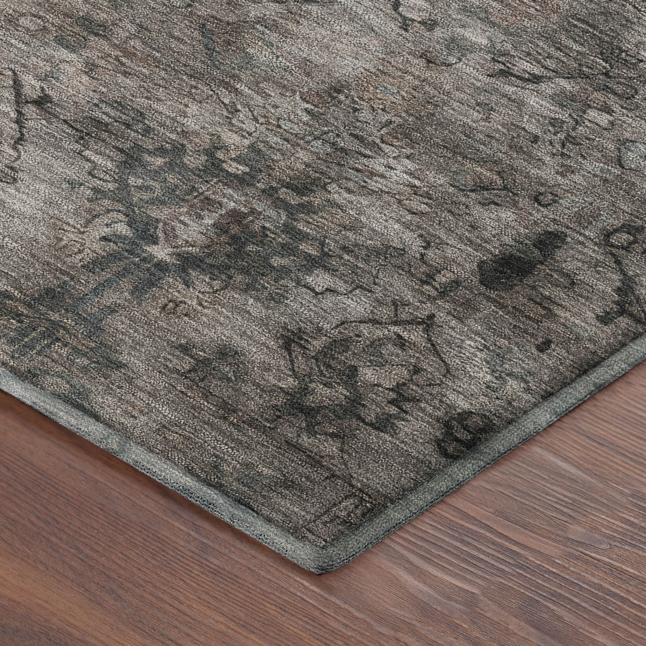 Istanbul Machine Washable Traditional Taupe Brown Rug 1'8" x 2'6" #shape_Rectangle