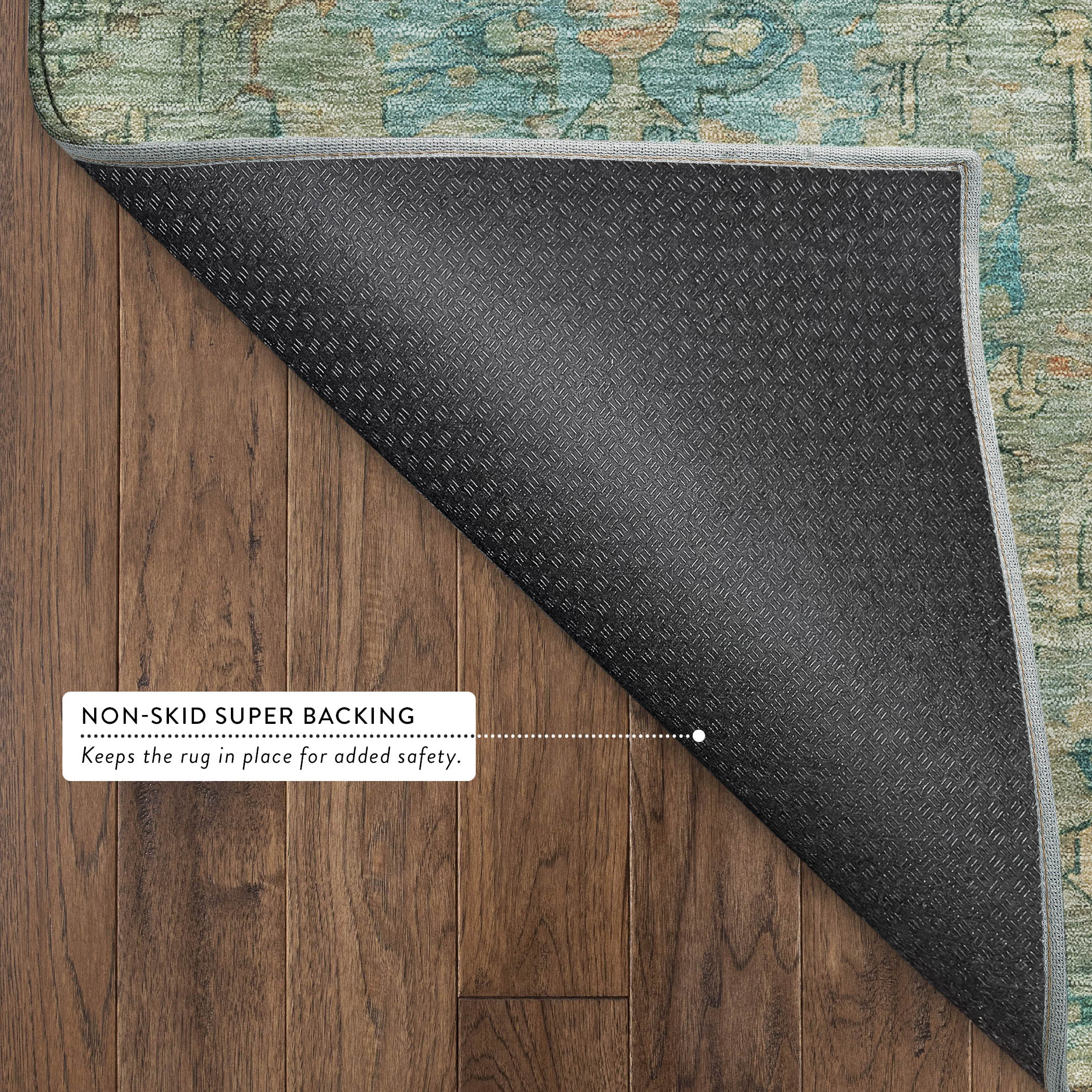 Istanbul Machine Washable Traditional Teal Rug 1'8" x 2'6" #shape_Rectangle