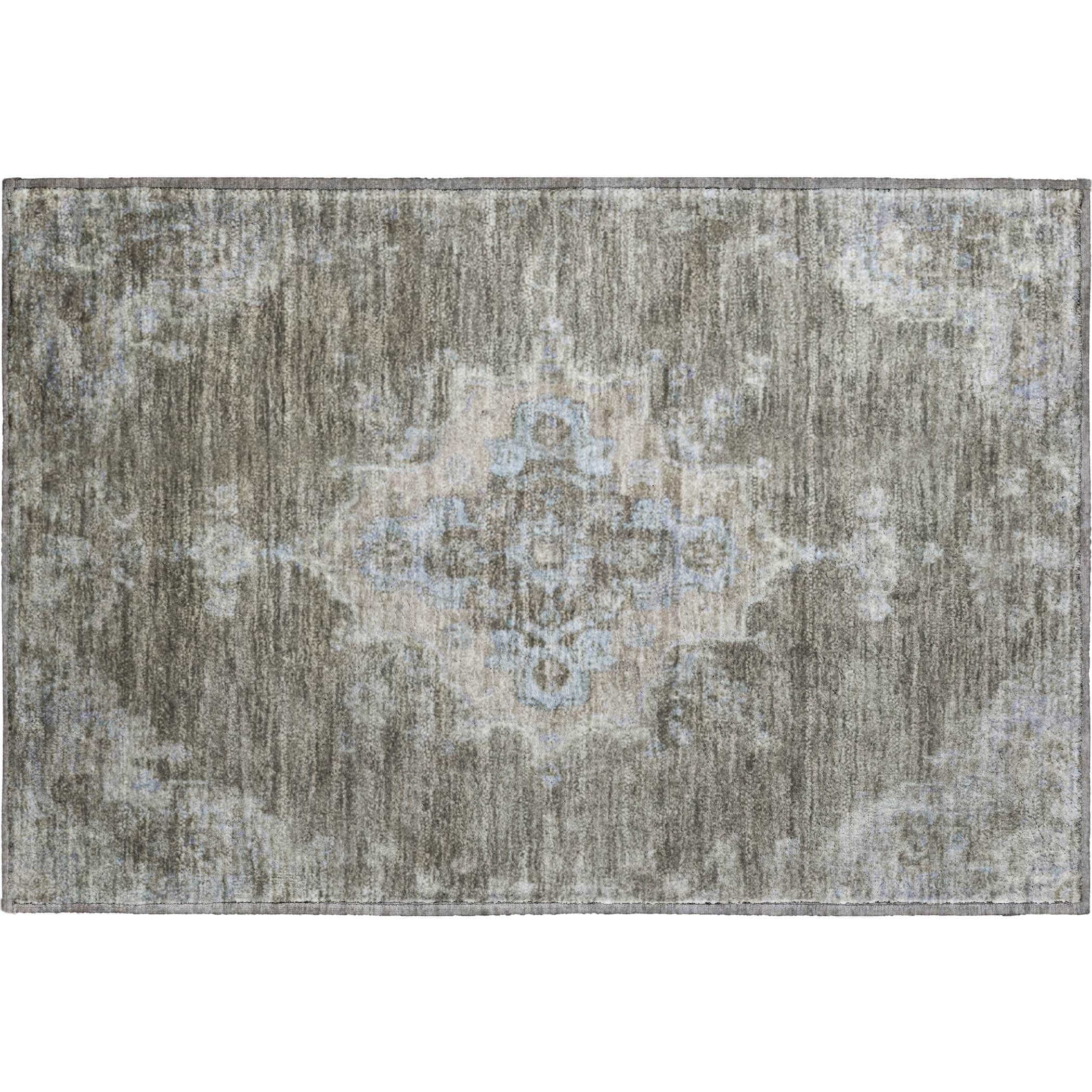 Kotor Machine Washable Traditional Brown Rug 1'8" x 2'6" #shape_Rectangle