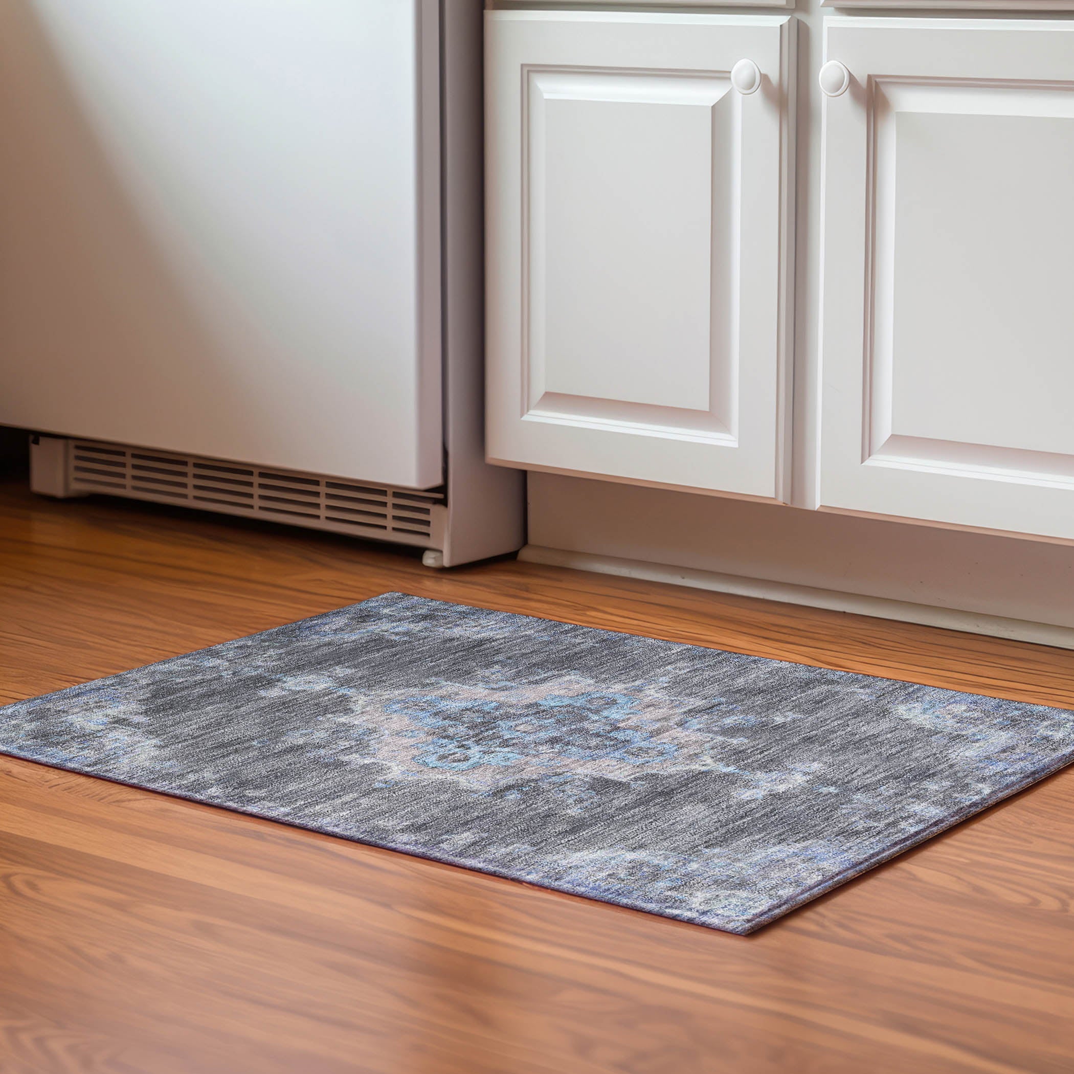 Kotor Machine Washable Traditional Graphite Gray Rug 1'8" x 2'6" #shape_Rectangle