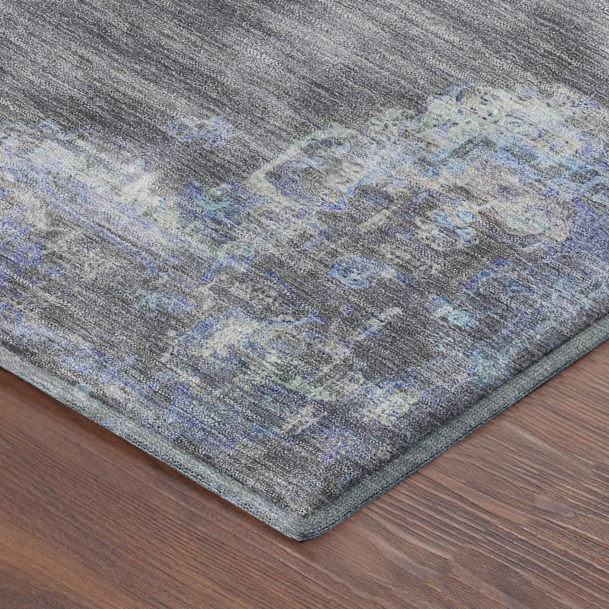 Kotor Machine Washable Traditional Graphite Gray Rug 1'8" x 2'6" #shape_Rectangle