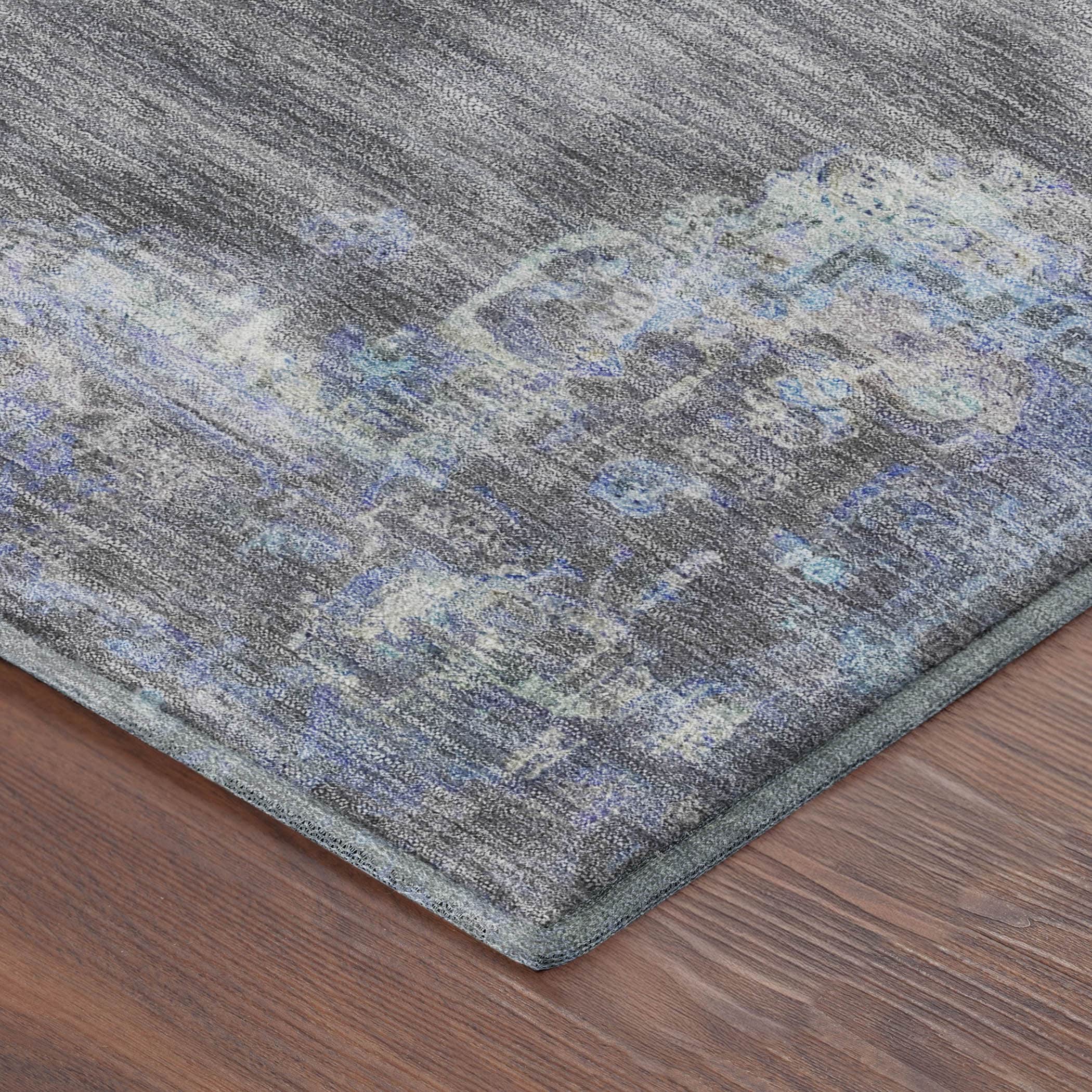 Kotor Machine Washable Traditional Graphite Gray Rug 1'8" x 2'6" #shape_Rectangle