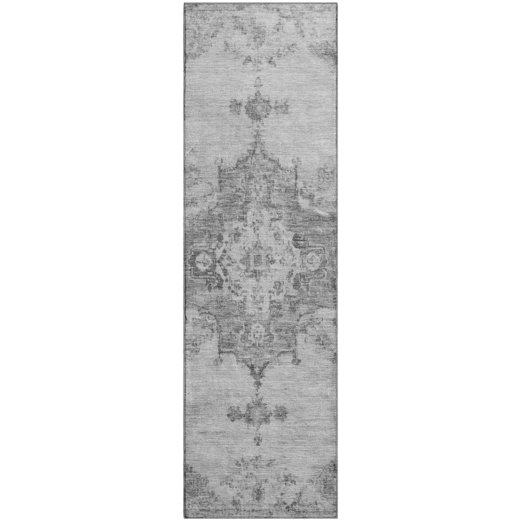 Kotor Machine Washable Traditional Gray Rug 2'3" x 7'6" #shape_Runner