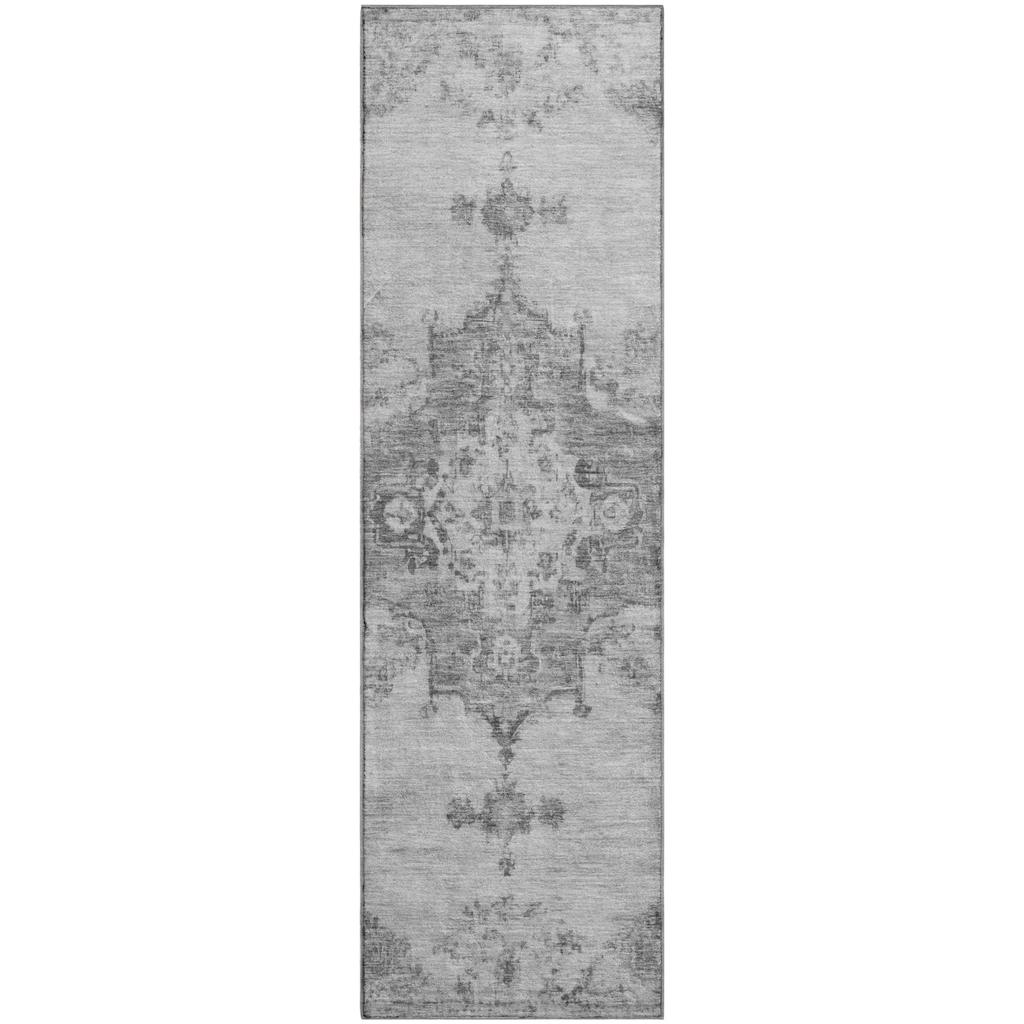 Kotor Machine Washable Traditional Gray Rug 2'3" x 7'6" #shape_Runner