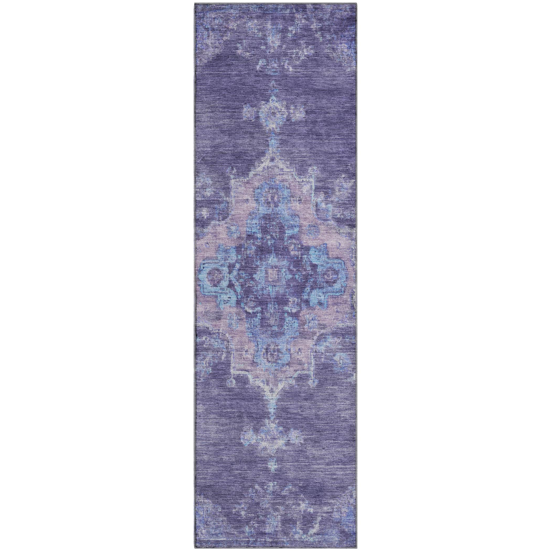 Kotor Machine Washable Traditional Purple Rug 2'3" x 7'6" #shape_Runner