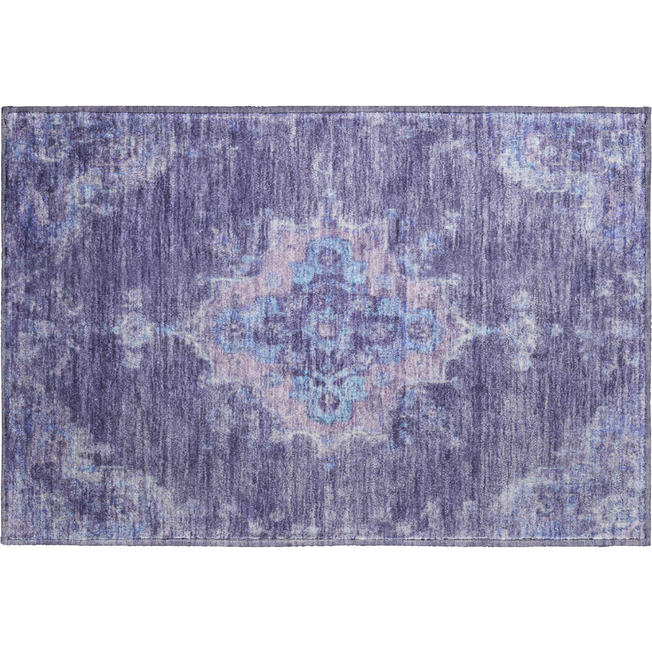 Kotor Machine Washable Traditional Purple Rug 1'8" x 2'6" #shape_Rectangle
