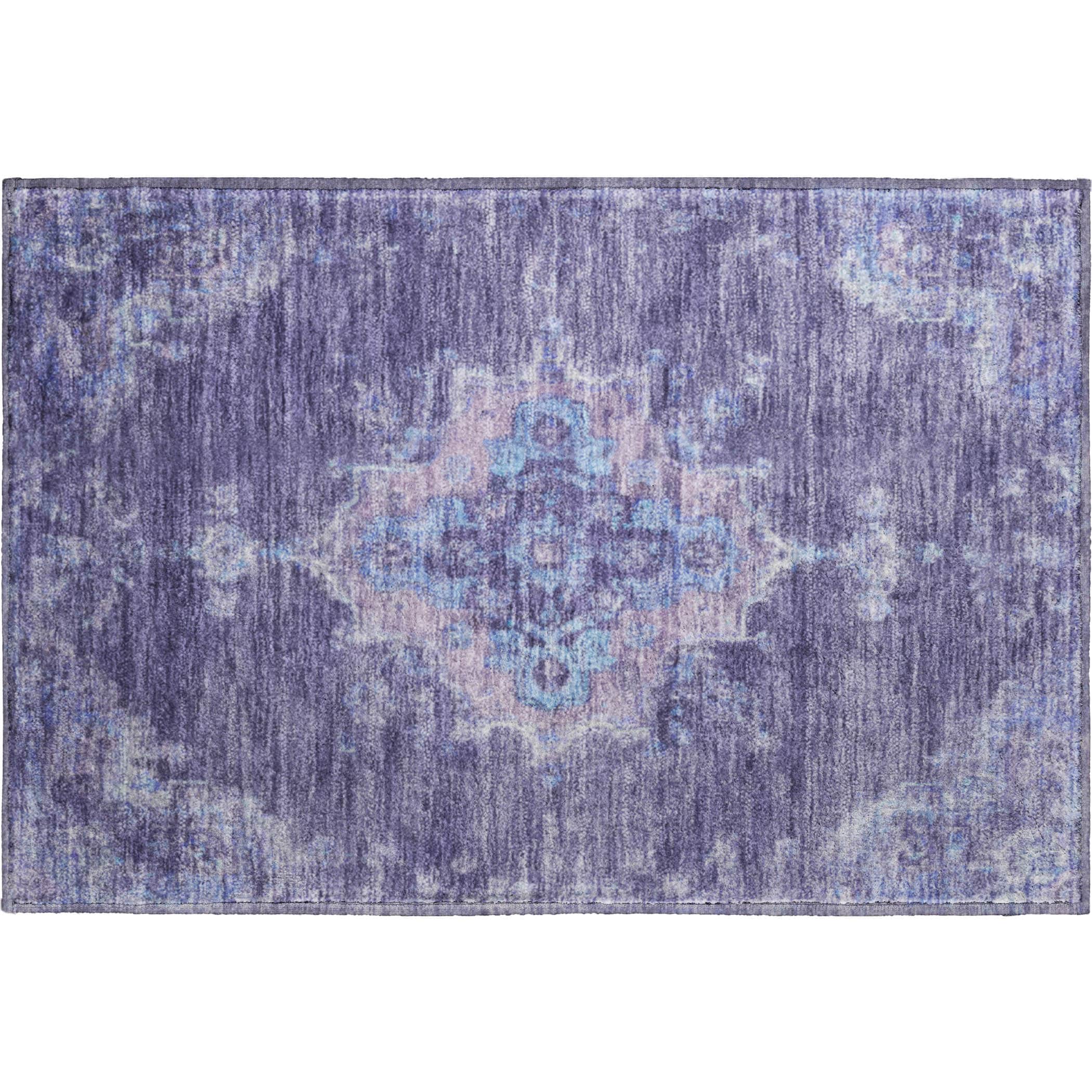Kotor Machine Washable Traditional Purple Rug 1'8" x 2'6" #shape_Rectangle