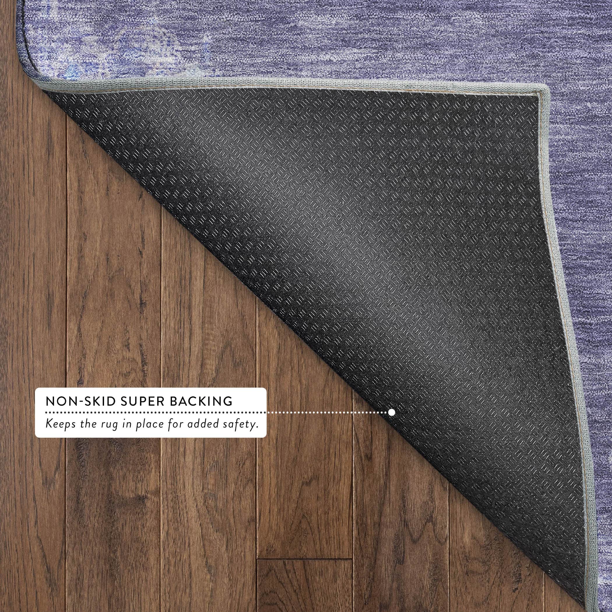 Kotor Machine Washable Traditional Purple Rug 1'8" x 2'6" #shape_Rectangle