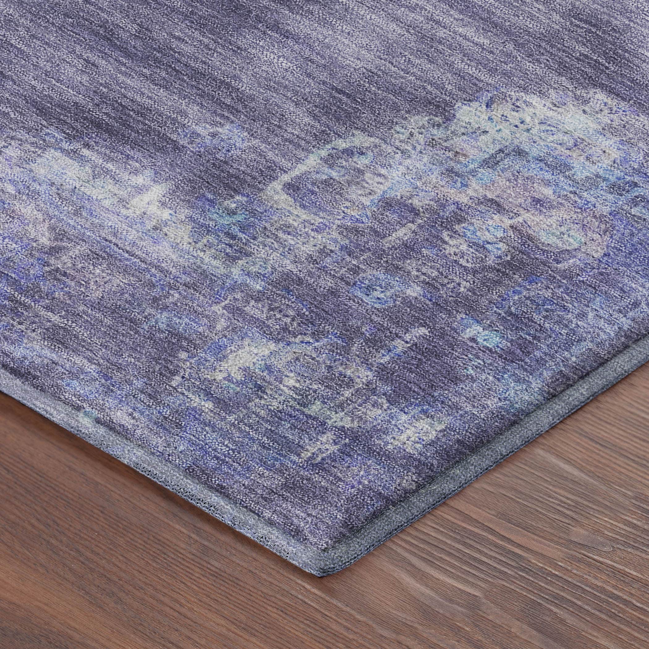 Kotor Machine Washable Traditional Purple Rug 1'8" x 2'6" #shape_Rectangle