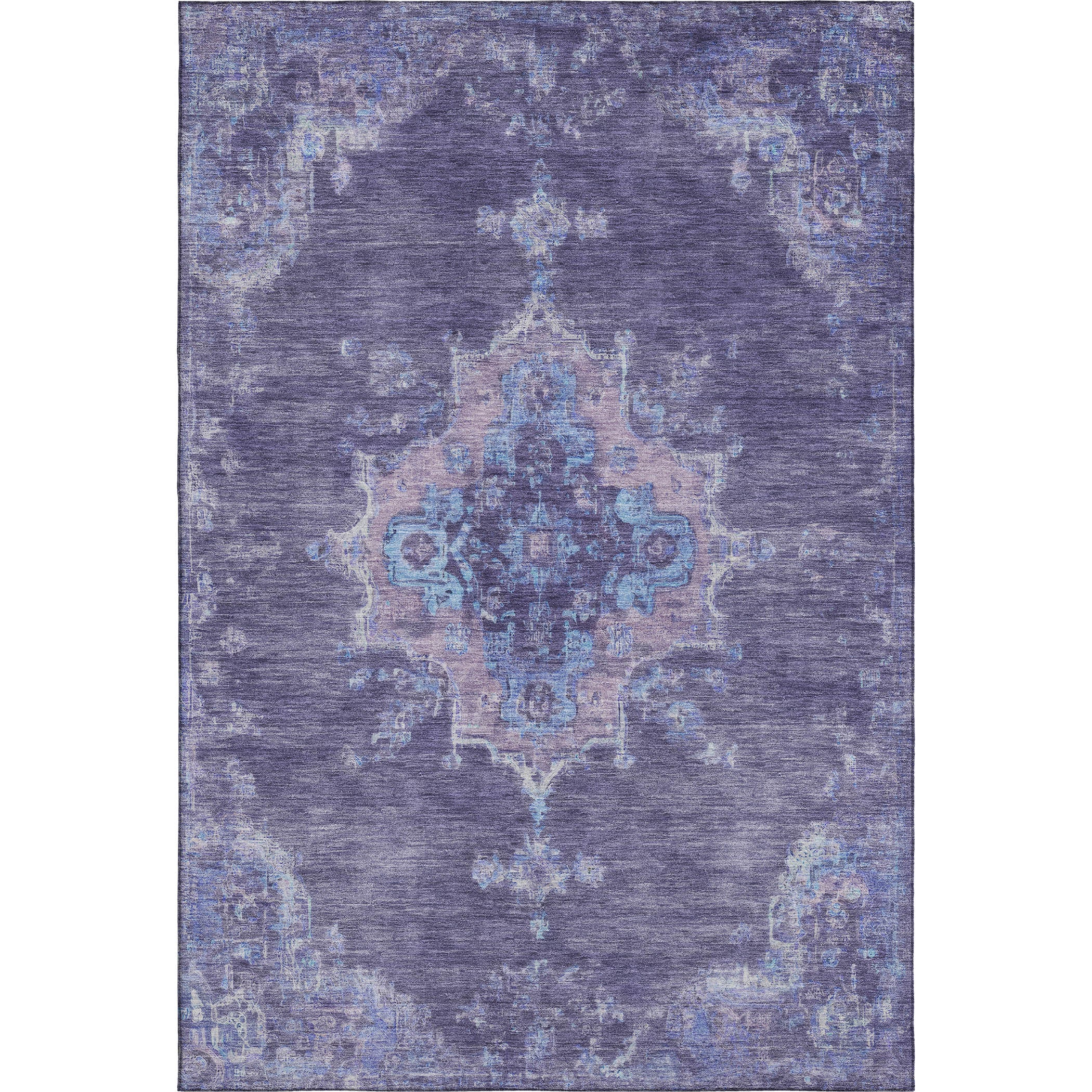 Kotor Machine Washable Traditional Purple Rug 3' x 5' #shape_Rectangle