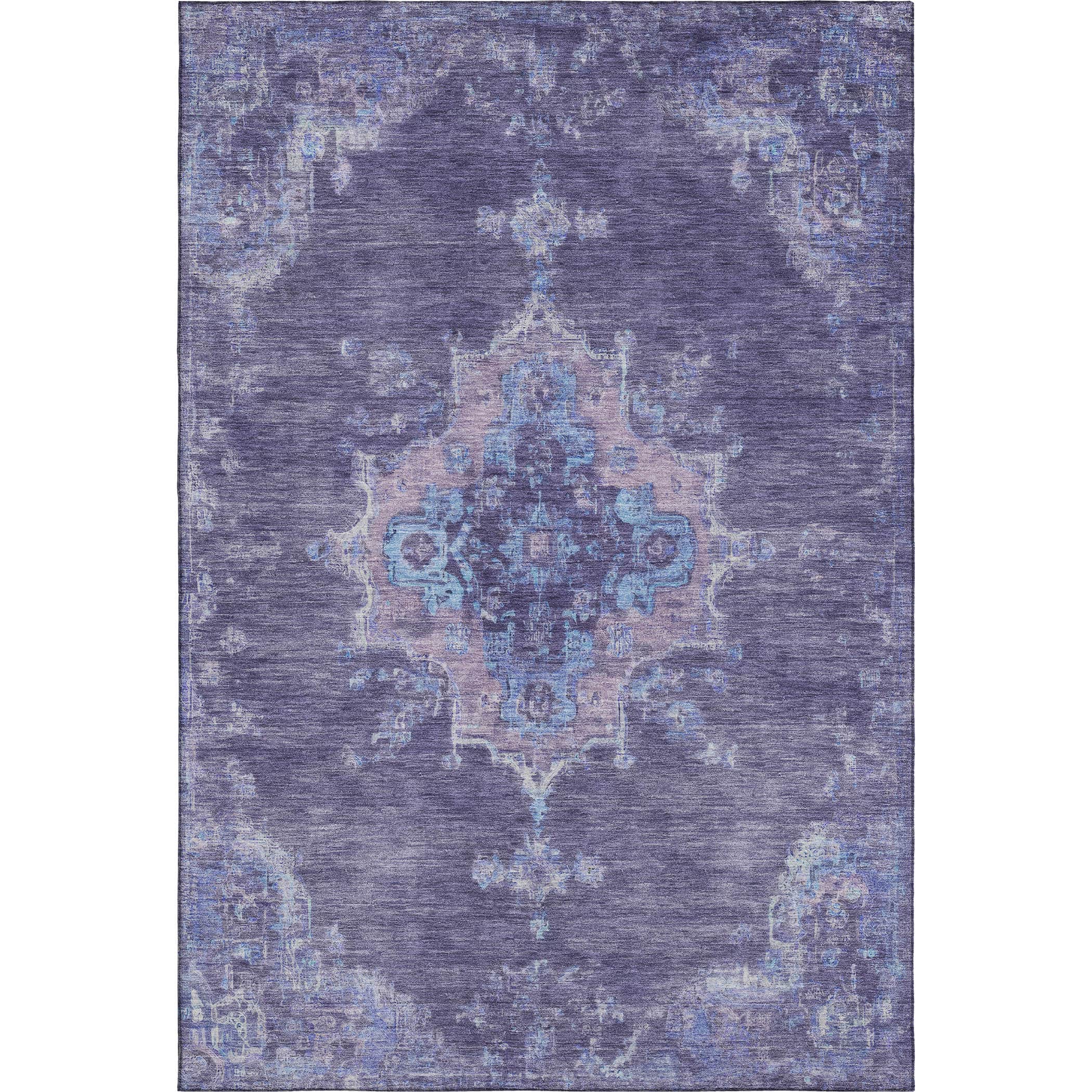 Kotor Machine Washable Traditional Purple Rug 3' x 5' #shape_Rectangle