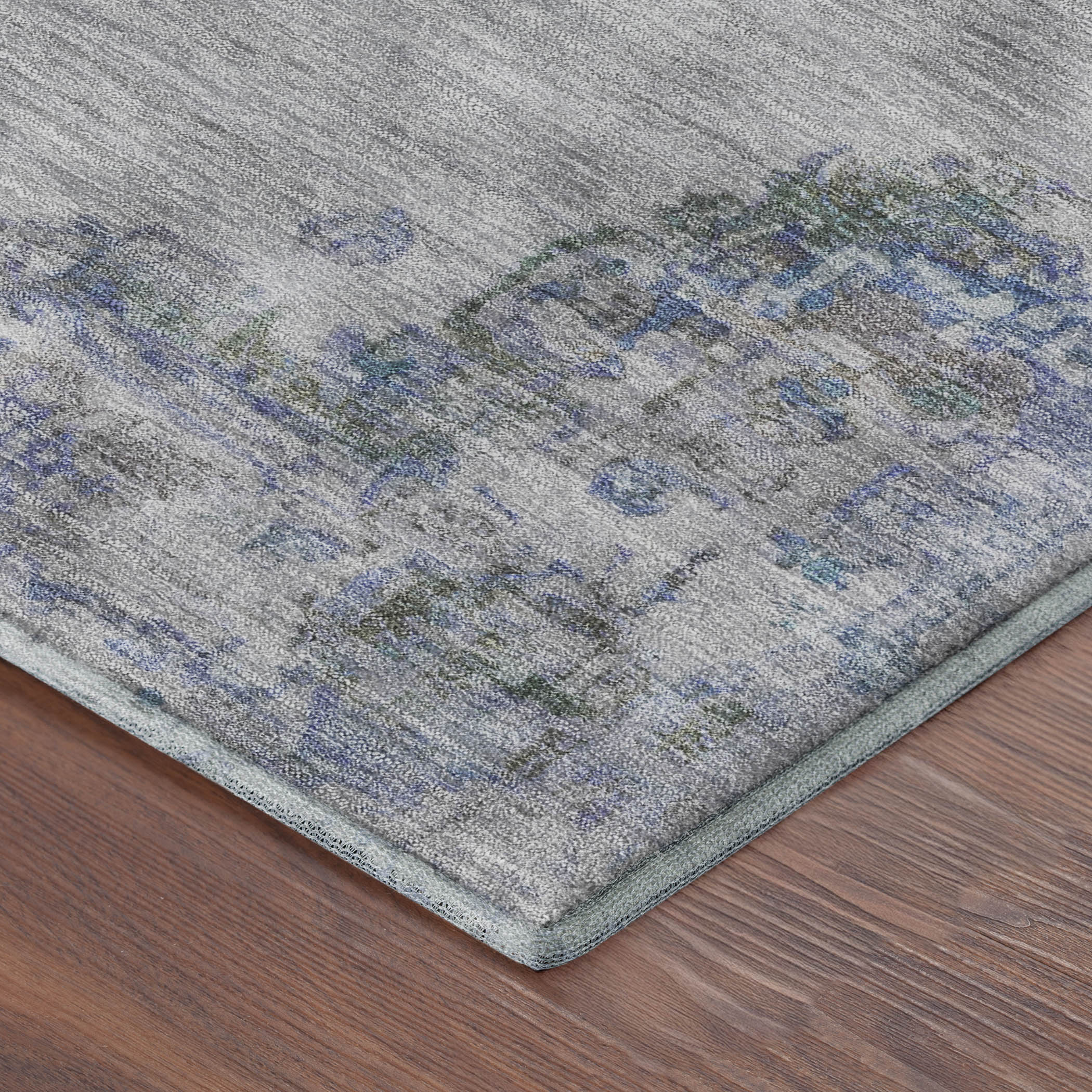 Kotor Machine Washable Traditional Silver Gray Rug 1'8" x 2'6" #shape_Rectangle
